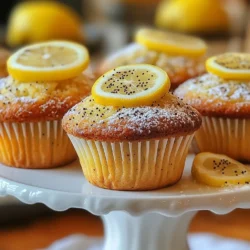 To make Lemon Poppy Seed Muffins, you need: - 1 ½ cups all-purpose flour - ½ cup granulated sugar - 1 tablespoon poppy seeds - 2 teaspoons baking powder - ½ teaspoon baking soda - ½ teaspoon salt - 1 large egg - ¾ cup plain yogurt - ¼ cup vegetable oil - 2 tablespoons lemon zest - 2 tablespoons fresh lemon juice - 1 teaspoon vanilla extract These ingredients come together to create a fluffy muffin with a bright lemon flavor. You can swap some ingredients based on what you have. Here are some options: - Use whole wheat flour instead of all-purpose flour for a heartier muffin. - Substitute honey or maple syrup for granulated sugar for a natural sweetness. - Greek yogurt can replace plain yogurt for extra creaminess and protein. - If you don’t have poppy seeds, try chia seeds for a similar texture. Want to add more flavor? Consider these extras: - Add ½ cup of blueberries for a fruity twist. - Mix in 1 teaspoon of almond extract for a nutty flavor. - Top the muffins with a simple lemon glaze made from powdered sugar and lemon juice. These additions can make your muffins even more delightful! {{ingredient_image_1}} First, set your oven to 350°F (175°C). This will help your muffins bake evenly. Next, grab a muffin tin. Line it with paper liners or spray it with non-stick spray. This keeps the muffins from sticking and makes cleanup easy. In a large bowl, add the dry ingredients. You will need: - 1 ½ cups all-purpose flour - ½ cup granulated sugar - 1 tablespoon poppy seeds - 2 teaspoons baking powder - ½ teaspoon baking soda - ½ teaspoon salt Whisk these together until they blend well. This step is key for fluffy muffins. In another bowl, crack one large egg. Beat it lightly. Then add: - ¾ cup plain yogurt - ¼ cup vegetable oil - 2 tablespoons lemon zest - 2 tablespoons fresh lemon juice - 1 teaspoon vanilla extract Whisk these until smooth. The yogurt gives moisture and the lemon adds zest. Now it's time to mix the wet and dry ingredients. Pour the wet mix into the dry mix. Use a spatula to gently fold the batter. Mix until just combined. You want a few lumps left. Overmixing can make your muffins tough. Spoon the batter into the muffin tin. Fill each cup about 2/3 full. This helps them rise nicely. Place the tin in the oven and bake for 15-18 minutes. To check, insert a toothpick in the center. It should come out clean. Once baked, take them out of the oven. Let them cool in the tin for about 5 minutes. Then transfer the muffins to a wire rack to cool completely. Enjoy the fresh lemon scent while they cool! Baking can be tricky. Here are some common mistakes to watch for: - Overmixing the batter: This leads to tough muffins. Mix just until combined. - Not measuring flour correctly: Use the spoon and level method. Too much flour makes dry muffins. - Skipping the preheating: Always preheat your oven. This helps your muffins rise well. To get the best muffin texture, follow these tips: - Use room temperature ingredients: This helps the batter blend smoothly. - Do not overfill muffin cups: Fill them 2/3 full for even baking. - Cool on a wire rack: This keeps muffins from getting soggy. Serve your lemon poppy seed muffins warm or at room temperature. Here are some fun ideas: - Add a lemon glaze: Mix powdered sugar and lemon juice for a sweet touch. - Garnish with lemon slices: This adds a nice look and extra zing. - Pair with tea or coffee: These muffins make a perfect snack or breakfast treat. Pro Tips Use Fresh Ingredients: Always opt for fresh lemons for zest and juice to enhance the flavor of your muffins significantly. Don’t Overmix: Gently folding the batter until just combined will ensure your muffins are light and fluffy, avoiding a dense texture. Cool Properly: Allow the muffins to cool completely on a wire rack to maintain their texture and avoid sogginess. Experiment with Add-ins: Consider adding blueberries or chopped nuts for additional flavor and texture variations in your muffins. {{image_2}} You can easily make these muffins gluten-free. Start by replacing all-purpose flour with a gluten-free blend. Look for a mix that includes xanthan gum. This helps improve texture. Use the same amount of flour as in the original recipe. Ensure your other ingredients are gluten-free. This way, everyone can enjoy your tasty muffins without worry. To make these muffins vegan, swap out the egg and yogurt. Use a flax egg instead of the real egg. Just mix one tablespoon of ground flaxseed with three tablespoons of water. Let it sit for a few minutes to thicken. For yogurt, try using a non-dairy version. Almond or coconut yogurt works well. These changes keep the muffins soft and fluffy. You can add fun flavors to your muffins. Try mixing in blueberries for a fruity twist. Blueberries pair well with lemon. For a nutty flavor, add sliced almonds. This gives a nice crunch. You could also try lemon and lavender. The lavender adds a lovely aroma. Experiment with these ideas and find your favorite mix! To keep your lemon poppy seed muffins fresh, store them in an airtight container. This helps to prevent them from drying out. Place a paper towel at the bottom of the container. This will absorb any extra moisture. You can keep them at room temperature for up to three days. If you want to save them longer, consider freezing them. To freeze your muffins, first, let them cool completely. Wrap each muffin tightly in plastic wrap. Then, place them in a freezer-safe bag. Make sure to remove as much air as possible. Label the bag with the date. You can freeze them for up to three months. When you want a muffin, just take it out and let it thaw at room temperature. To reheat your muffins, preheat your oven to 350°F (175°C). Place the muffins on a baking sheet. Heat them for about 10 minutes, or until warm. You can also use the microwave. Heat each muffin for about 15-20 seconds. This will keep them soft and tasty. Enjoy your muffins fresh and warm! You can use sour cream or buttermilk instead of yogurt. Both options work well. They keep the muffins moist and add a nice tang. If you prefer a dairy-free option, try using almond milk mixed with a bit of lemon juice. This mix will mimic yogurt's acidity and help with texture. Check your muffins after 15 minutes of baking. Insert a toothpick into the center of a muffin. If it comes out clean, your muffins are ready. Look for a golden color on top, too. If the muffins are still wet, bake a few more minutes. Keep a close eye to avoid overbaking. Yes, you can easily make mini muffins! Just reduce the baking time to about 10-12 minutes. Fill each mini cup about halfway. Check for doneness with a toothpick. Mini muffins are perfect for snacks or brunch. They are fun to share, too! This article covers all you need for delicious Lemon Poppy Seed Muffins. We explored essential ingredient lists and fun substitutions. I shared clear steps for baking, plus tips to perfect texture. Variations for gluten-free and vegan options enhance flavor. Finally, I provided key storage tips to keep muffins fresh. With these insights, you'll bake muffins that everyone loves. Enjoy creating and sharing your tasty treats!