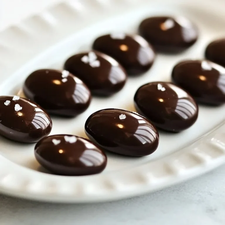 - 1 cup roasted espresso beans - 1 cup dark chocolate chips (at least 70% cacao) - 1 tablespoon coconut oil - 1 teaspoon vanilla extract - Sea salt (for garnish) You need three main items for your chocolate-covered espresso beans. First, use 1 cup of roasted espresso beans. They give a great flavor. Next, grab 1 cup of dark chocolate chips. Look for chips with at least 70% cacao for a rich taste. Finally, add 1 tablespoon of coconut oil. This helps the chocolate melt smoothly. You can also add a few optional items. A teaspoon of vanilla extract adds a lovely note to the chocolate. Lastly, sprinkle some sea salt on top for a sweet and salty crunch. These simple ingredients create a treat that is both rich and tasty. You can enjoy them as a snack or gift them to friends. {{ingredient_image_1}} First, grab a baking sheet. Line it with parchment paper. This helps the beans not to stick. It makes clean-up easy too. Next, take a medium bowl and add the dark chocolate chips and coconut oil. If you want, add 1 teaspoon of vanilla extract for extra flavor. Place this bowl over a pot of simmering water. This is called the double boiler method. Stir gently until the chocolate is smooth and melted. Be careful, no water should touch the chocolate. If it does, the chocolate might seize up. Once the chocolate is ready, take it off the heat. Add 1 cup of roasted espresso beans to the bowl. Stir them gently so each bean gets coated in chocolate. Use a fork or slotted spoon to lift the beans out. Let the extra chocolate drip off. Place the beans on the lined baking sheet in a single layer. Now for the fun part! Lightly sprinkle sea salt over the chocolate-covered beans. This adds a nice flavor contrast. Put the baking sheet in the refrigerator. Let the beans chill for about 30 minutes until the chocolate is firm. After that, take them out. If any beans are stuck together, you can break them apart easily. Enjoy your tasty treat! To get the best chocolate coating, keep water away from the chocolate. Water can make the chocolate clump. When you melt the chocolate, use a double boiler. This helps the chocolate melt evenly. After coating the beans, let the chocolate set properly. I recommend refrigerating them for about 30 minutes. This ensures the chocolate will harden well. You can change the flavor of the chocolate-covered beans easily. Try adding spices like cinnamon or nutmeg for a warm taste. You can also mix in a splash of almond or mint extract. If you want something crunchy, add chopped nuts or dried fruit. These small changes can make your treat even more special. Pro Tips Choose Quality Chocolate: Opt for high-quality dark chocolate with at least 70% cacao for a richer flavor and better melting properties. Keep it Dry: Ensure all your utensils and the bowl are completely dry, as any moisture can cause the chocolate to seize and become unusable. Experiment with Flavors: Try adding different extracts like almond or orange to the melted chocolate for a unique twist on flavor. Store Properly: Keep the chocolate-covered espresso beans in an airtight container at room temperature for up to two weeks to maintain their freshness. {{image_2}} You can use different types of chocolate for your beans. Milk chocolate is sweet and creamy. It gives a mild flavor. Dark chocolate has a rich taste and is less sweet. I love using dark chocolate with at least 70% cacao. It adds depth to the beans. White chocolate is another option. It is sweet and works well for a different twist. Each type of chocolate changes the taste. Try them all to see which you like best! You can make your chocolate-covered espresso beans even better with flavors. Adding spices like cinnamon gives warmth. A dash of cayenne pepper adds heat for a surprise kick. Both spices pair well with chocolate and espresso. You can also add crushed nuts or dried fruits. Almonds or hazelnuts add crunch. Dried cherries or cranberries bring tartness. These additions create a unique flavor profile. Mix and match to find your favorite! To keep your chocolate-covered espresso beans fresh, use airtight containers. This helps prevent moisture from getting in. A glass jar or a plastic container with a tight lid works well. Store them in a cool, dry place. The ideal storage temperature is between 60°F and 70°F. Avoid keeping them near heat sources or direct sunlight. Chocolate-covered espresso beans can last up to two weeks when stored properly. After that, they may start to lose flavor. Watch for signs of spoilage. If the chocolate becomes white or dull, it has likely bloomed. If the beans smell off or taste stale, it’s best to toss them. To make chocolate-covered espresso beans, start with a few simple steps. First, line a baking sheet with parchment paper. This helps the beans not stick. Then, melt dark chocolate chips with coconut oil in a heatproof bowl over simmering water. Stir until the chocolate is smooth. Next, mix in the roasted espresso beans until each bean is coated. Use a fork to lift the beans and let the extra chocolate drip off. Place them on the baking sheet. Sprinkle a little sea salt on top. Finally, chill the beans in the fridge for about 30 minutes until the chocolate sets. Chocolate-covered espresso beans can be a healthy treat in moderation. They contain antioxidants from dark chocolate. Antioxidants help protect your body from damage. Espresso beans offer some caffeine, which can boost energy. However, be cautious with portions. Eating too many can lead to excess caffeine. Some people may feel jittery or anxious. The dark chocolate also has sugar and fat, so balance is key. Enjoying a few can be part of a healthy diet. You can find chocolate-covered espresso beans at many places. Local coffee shops often sell them. Check specialty candy stores too. If you prefer online shopping, sites like Amazon and specialty food stores have great options. Look for brands that use high-quality ingredients. Always read reviews to find the best product for you. You now have a simple and fun guide to making chocolate-covered espresso beans. Start with quality ingredients like espresso beans and dark chocolate. Follow the easy steps to melt, coat, and set your beans. Remember to store them well for lasting freshness. You can play with flavors too, using spices or different types of chocolate. Enjoy your tasty treat while savoring the great balance of coffee and chocolate. It’s a delicious blend you won’t want to miss!