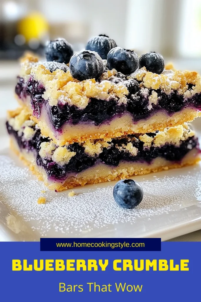 Indulge in these delicious Blueberry Crumble Bars, the perfect easy blueberry dessert for any occasion! With a healthy twist, these baked blueberry treats feature rolled oats and fresh blueberries, making them an ideal healthy blueberry snack. Follow this simple oatmeal crumble recipe for a delightful dessert that's sure to impress. Save this recipe for your next gathering! #BlueberryCrumbleBars #HealthyDessert #BakedTreats #OatmealCrumble
