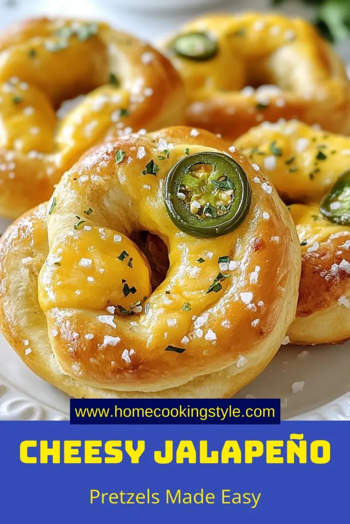 Indulge in these irresistible jalapeño cheddar pretzels with this easy stuffed pretzel recipe. Perfect for game day or a snack, these homemade pretzels are filled with gooey cheddar and zesty jalapeños, making them a standout in the realm of jalapeño recipes. Enjoy cheese-filled snacks that are best served warm! Try making your own today and elevate your snack game. Save this recipe for later! #JalapenoCheddarPretzels #HomemadePretzels #CheeseFilledSnacks #StuffedPretzelRecipe
