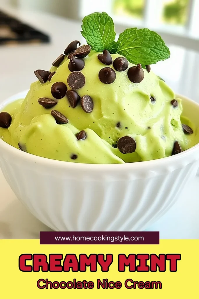 Indulge in the refreshing taste of Mint Chocolate Chip Nice Cream, a delightful dairy-free nice cream recipe perfect for hot days. This healthy banana ice cream is easy to make at home, featuring creamy coconut milk and dark chocolate chips. It’s a vegan mint chocolate treat that everyone will love! Discover how to whip up this homemade mint chocolate dessert today. Save this recipe for a guilt-free treat! #MintChocolateChip #NiceCream #VeganDessert #HealthyTreats