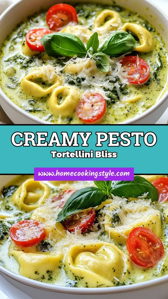Looking for a delightful meal that’s easy to whip up? Try this Creamy Pesto Tortellini Soup! This easy tortellini soup recipe is perfect for busy nights, blending the rich flavors of pesto with creamy goodness. Packed with veggies, it's a fantastic vegetarian tortellini soup that's ready in just 25 minutes. Enjoy a quick pesto soup that will have everyone asking for seconds! Save this homemade tortellini soup recipe for your next dinner. #TortelliniSoup #VegetarianCooking #EasyRecipes #PastaLovers