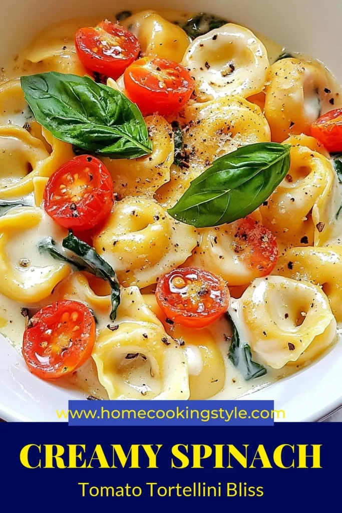 Indulge in this delightful Creamy Spinach Tomato Tortellini that’s perfect for an easy tortellini dinner! This delicious tomato tortellini recipe combines tender cheese tortellini with fresh spinach and juicy tomatoes, all enveloped in a creamy pasta sauce. Ready in just 25 minutes, this one pan tortellini dish is a must-try for busy weeknights. Save and try this creamy spinach tortellini recipe today! #PastaRecipes #OnePanMeal #EasyDinner #TortelliniLove