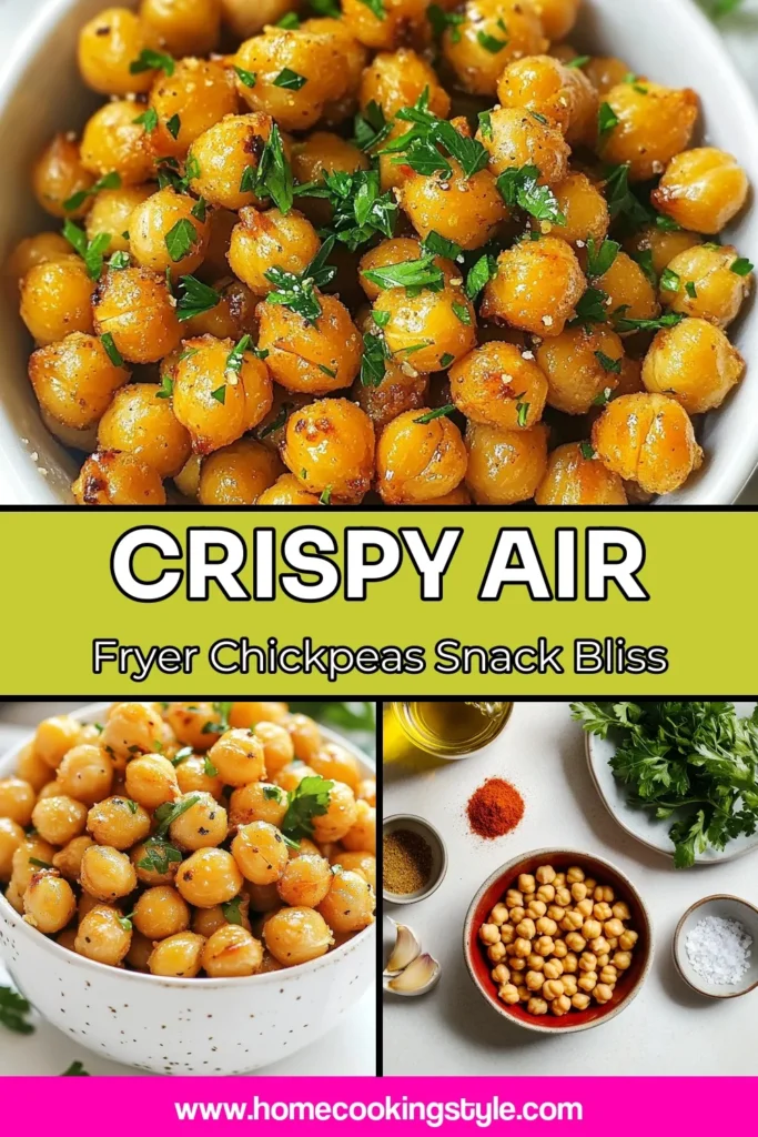 Discover the perfect blend of flavor and health with these crispy air fryer chickpeas! These healthy chickpea snacks are packed with protein and make for irresistible easy air fryer appetizers. Seasoned to perfection with roasted chickpeas seasoning, they’re a guilt-free treat you’ll love. Try this air fryer recipe vegetarian for a crunchy addition to salads or on their own. Save this recipe for your next snack time! #AirFryerRecipes #HealthySnacks #Chickpeas #VeganAppetizers