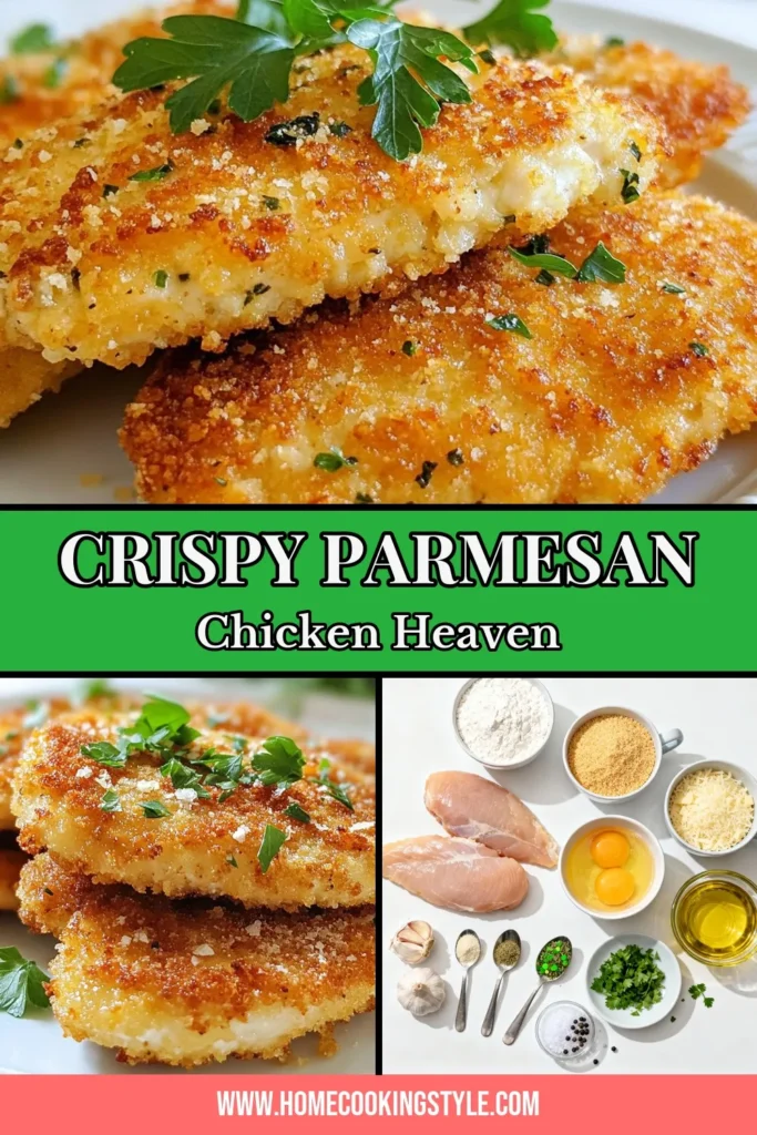 Discover the deliciousness of Crispy Parmesan Chicken Cutlets with this easy chicken cutlet recipe! Made with panko breadcrumbs for that extra crunch and topped with a savory Parmesan crust, these fried chicken cutlets are perfect for a weeknight meal. Follow our simple steps and impress your family and friends with dinner that's flavorful and crispy! Save this recipe for a delightful feast! #CrispyParmesanChicken #EasyChickenCutlet #FriedChickenCutlets #PankoBreadcrumbChicken