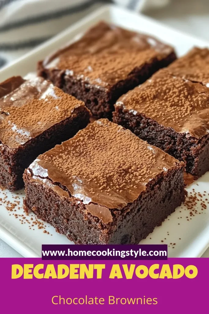 Indulge in these delicious dark chocolate avocado brownies, the perfect healthy brownie recipe that satisfies your sweet tooth without the guilt. Made with ripe avocado and dark chocolate, these gluten-free brownies are a delightful dairy-free dessert. Enjoy easy chocolate desserts that are rich in flavor and nutrition. Try this recipe today for a treat everyone will love! Save this post for your next baking adventure! #HealthyBrownies #GlutenFreeDessert #DairyFree #ChocolateDesserts