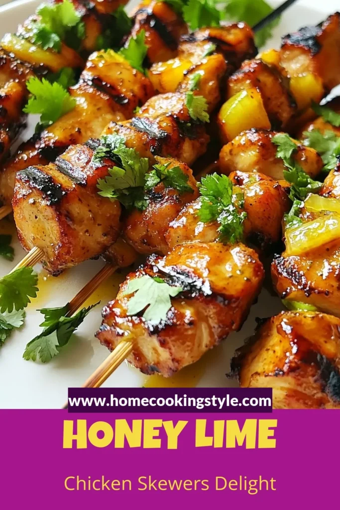Looking for a delicious summer skewers recipe? Try these Honey Lime Chicken Skewers! This grilled chicken skewers recipe features a quick chicken marinade that makes for mouthwatering flavors. Perfect for outdoor gatherings, this honey lime chicken recipe is sure to impress. Prep in just 15 minutes and enjoy tender, juicy chicken. Save this recipe for your next BBQ! #HoneyLimeChickenSkewers #GrilledChicken #SkewersRecipe #SummerRecipes