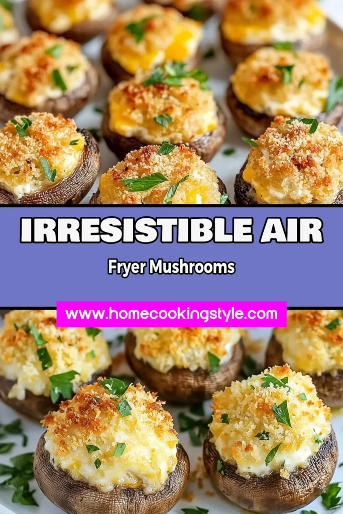 Discover the ultimate Air Fryer Stuffed Mushrooms recipe that everyone will love! These easy stuffed mushroom recipes are perfect for healthy mushroom appetizers. Stuffed with a creamy blend of cream cheese and Parmesan, these air fryer appetizers are not only delicious but also quick to prepare. Make them for your next gathering and impress your guests! Save this recipe for scrumptious bites! #AirFryerStuffedMushrooms #EasyStuffedMushroomRecipe #HealthyAppetizers #CreamCheeseMushrooms