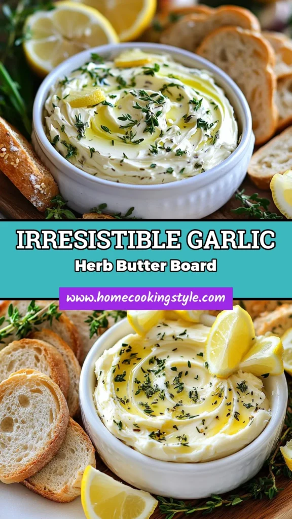 Elevate your next gathering with this easy garlic herb butter recipe! Perfect as a butter board appetizer, this garlic herb butter board combines savory garlic, fresh herbs, and a hint of lemon for a flavorful spread. Serve it with assorted bread and crackers for a delightful treat. Try this herb-infused butter to impress your guests! Click to discover the recipe and get ready to enjoy garlic butter for bread like never before! #GarlicButter #ButterBoard #EasyRecipes #AppetizerIdeas