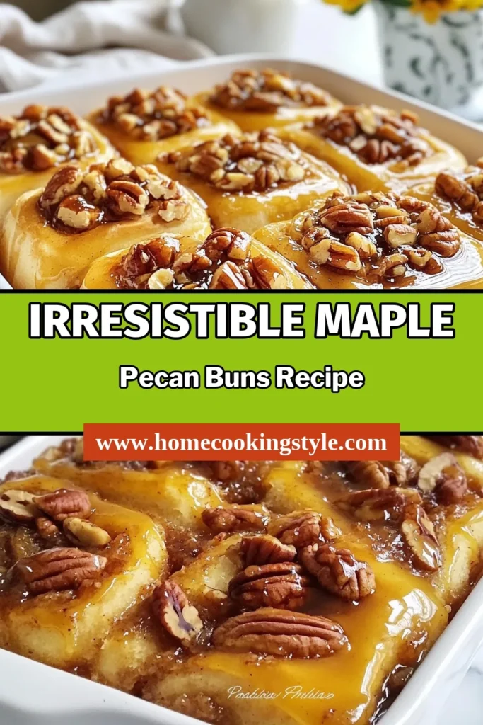 Looking for an irresistible breakfast treat? Try these Maple Pecan Sticky Buns! This homemade sticky bun recipe is a simple and easy sticky bun recipe that will impress your family. Loaded with pecans, warm cinnamon, and delicious maple syrup, these pecan breakfast pastries are perfect for any occasion. Bake up something special today! Save this recipe and enjoy the delightful taste of maple syrup desserts. #MaplePecanStickyBuns #BreakfastPastry #BakingRecipes #HomemadeTreats