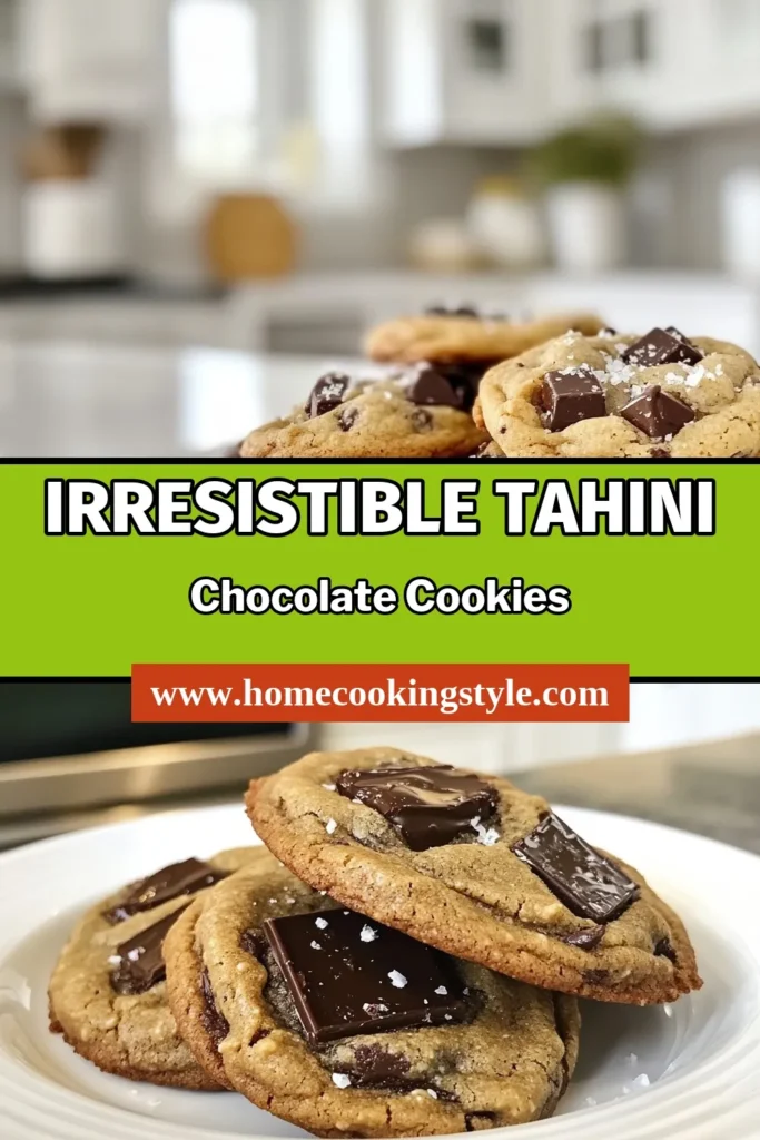 Discover the ultimate healthy cookie recipe with these tahini chocolate chunk cookies! These gluten-free cookies are not only easy to make but also a delicious chocolate chip cookie alternative. With a rich flavor from tahini and chunks of dark chocolate, they are perfect for any sweet craving. Try this simple tahini recipe today and enjoy a guilt-free treat! Save it now! #TahiniCookies #GlutenFreeCookies #HealthyDesserts #EasyBaking
