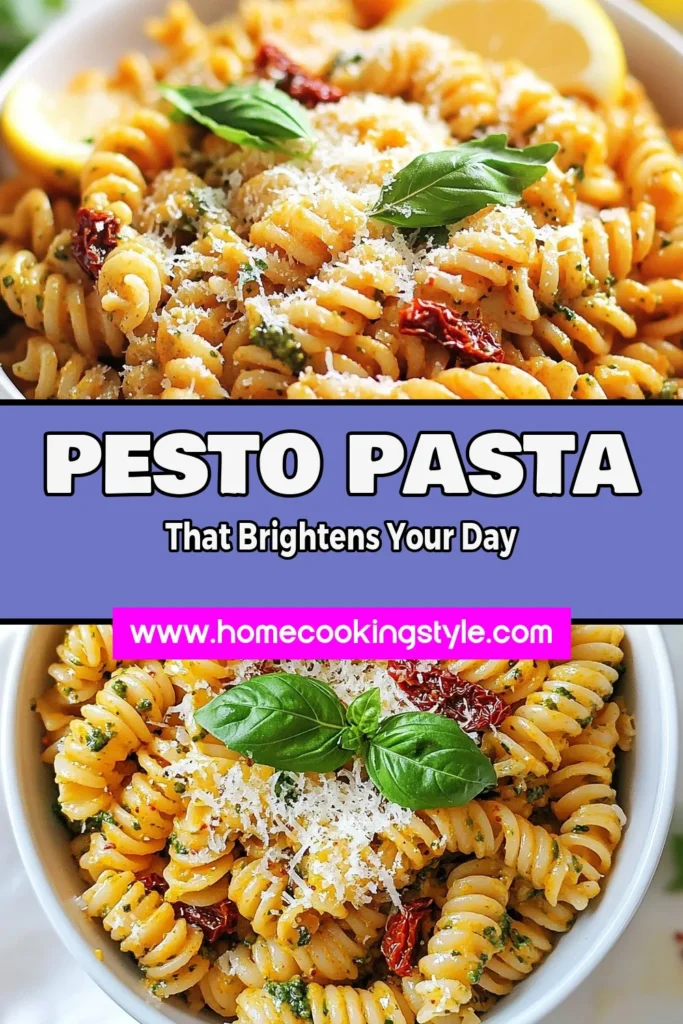 Looking for a delicious and quick weeknight dinner? Try this sun-dried tomato pesto pasta! Packed with flavor and easy to make, this recipe features homemade pesto with basil, sun-dried tomatoes, and optional vegan options. Perfect for busy nights, this easy pasta recipe will impress your family and friends. Ready in just 25 minutes, it's a must-try! Save this recipe for your next meal! #SunDriedTomatoPesto #EasyPastaRecipes #VeganPasta #QuickDinnerRecipes