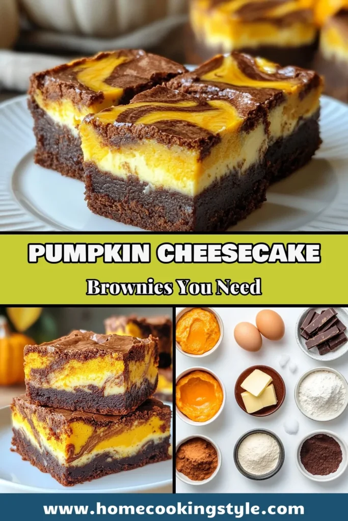 Indulge in the perfect fall treat with these delicious pumpkin cheesecake brownies! This easy pumpkin dessert combines rich chocolate brownies with pumpkin and creamy cheesecake for a mouthwatering experience. They're a must-try in your lineup of pumpkin spice recipes and ideal for any fall festivities. Bake a batch of these delightful brownies and impress your friends and family this season! Save this easy recipe today! #PumpkinCheesecakeBrownies #FallDesserts #PumpkinSpiceRecipes #EasyPumpkinDessert