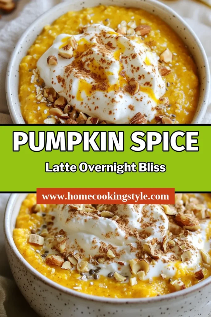 Start your mornings with a delicious twist on breakfast! These Pumpkin Spice Latte Oats are the perfect Overnight Oats Recipe that combines creamy pumpkin puree and warm spices for a healthy pumpkin spice recipe. Packed with nutrients from chia seeds, this Pumpkin Oats Breakfast is both filling and flavorful. Try it now and elevate your breakfast game! Save this recipe for later! #PumpkinSpiceLatteOats #OvernightOatsRecipe #HealthyPumpkinSpiceRecipe #ChiaSeedOvernightOats