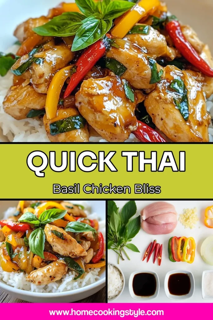 Discover the ultimate Thai Basil Chicken recipe that's perfect for a quick weeknight dinner! This easy Thai chicken stir-fry combines tender chicken, vibrant veggies, and aromatic Thai basil for a spicy basil chicken dish that's both authentic and delicious. Pair it with fluffy jasmine rice for a satisfying meal. Click to try this flavorful recipe and impress your friends and family! Save for later! #ThaiBasilChicken #EasyThaiRecipes #SpicyBasilChicken #JasmineRiceRecipes