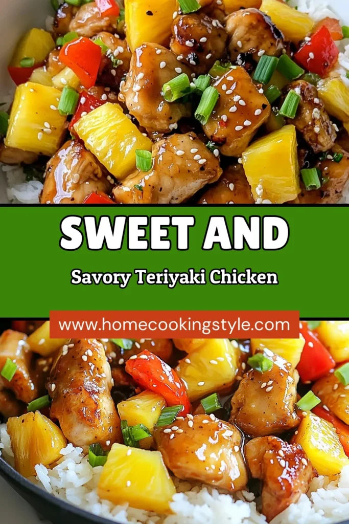 Looking for a quick and delicious dinner? Try this easy Pineapple Teriyaki Chicken Skillet recipe! This one-pan chicken recipe features tender chicken thighs, vibrant bell peppers, and sweet pineapple, all coated in a flavorful teriyaki sauce. Perfect for a weeknight meal, this Asian-inspired chicken dish can be ready in just 30 minutes. Get the recipe and make your family smile! Save and share for later! #PineappleTeriyakiChicken #EasyChickenDinner #OnePanRecipe #TeriyakiChickenSkillet