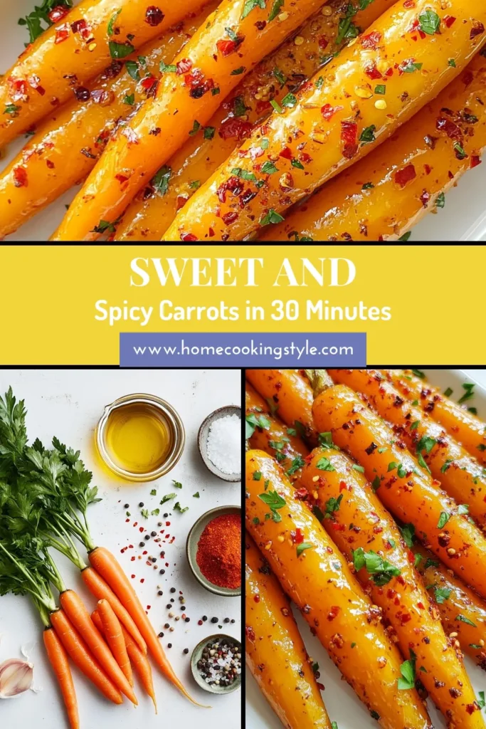 Elevate your mealtime with these spicy honey glazed carrots, a delicious twist on classic oven roasted carrots. This healthy vegetable side dish features a mouthwatering chili flakes recipe that brings just the right amount of heat. Enjoy caramelized carrots that are sweet, spicy, and perfect for any occasion. Ready to impress your guests? Try this simple recipe today! Save for later! #SpicyHoneyGlazedCarrots #OvenRoastedCarrots #HealthySideDish #CaramelizedCarrotsRecipe