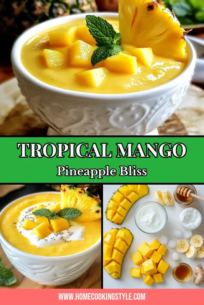 Dive into paradise with this easy tropical smoothie recipe! Our Mango Pineapple Smoothie is a delicious and refreshing tropical drink made with ripe mango, fresh pineapple, and creamy Greek yogurt. The coconut milk smoothie option makes it decadent yet healthy. Perfect for a quick breakfast or snack, this healthy smoothie with yogurt is packed with flavor. Blend it up and enjoy! Don’t forget to save for later! #TropicalSmoothie #MangoSmoothie #HealthySmoothie #CoconutMilk