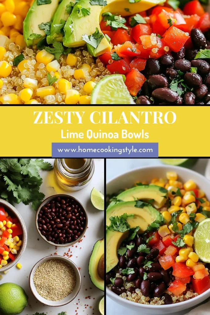 Discover the deliciousness of Cilantro Lime Quinoa Bowls, a vibrant and nutritious dish perfect for any meal! This easy quinoa recipe combines fluffy quinoa with black beans, corn, and fresh veggies, making it an ideal healthy quinoa salad or vegetarian meal prep option. Ready in just 30 minutes, it's perfect for busy days. Click for the full quinoa bowl recipe and savor every bite! #CilantroLimeQuinoa #QuinoaBowlRecipe #HealthyQuinoaSalad #VegetarianMealPrep