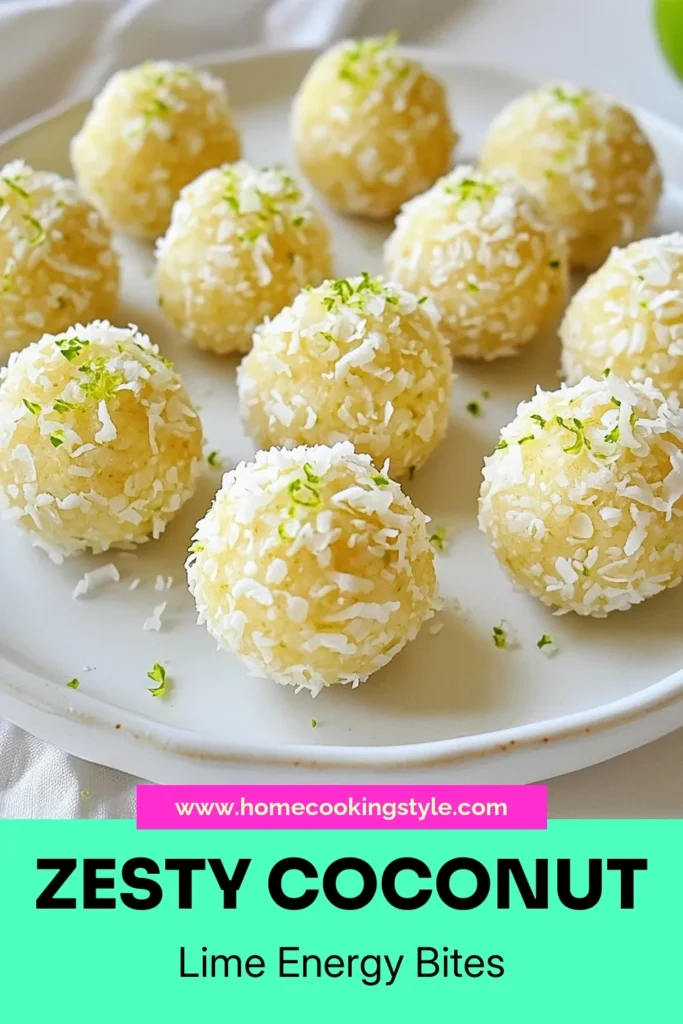 Looking for delicious and nutritious snacks? Try these Coconut Lime Energy Bites! Packed with rolled oats, almond butter, and lime zest, these healthy energy snacks are perfect for any time of the day. These no-bake coconut bites are quick to prepare and made with chia seeds for an extra boost. Enjoy these lime chia seed snacks on the go or as a midday treat. Click to discover the full recipe and start snacking smart! #HealthySnacks #NoBakeRecipes #EnergyBites #CoconutLime