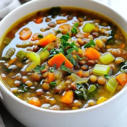 - 1 cup green or brown lentils, rinsed - 1 medium onion, diced - 2 carrots, diced - 2 celery stalks, diced - 3 cloves garlic, minced - 1 can (14 oz) diced tomatoes, with juices - 4 cups vegetable broth Lentils form the base of this soup. They are rich in protein and fiber. You can use green or brown lentils. Both types are tasty and nutritious. Next, we have fresh veggies. Onion, carrots, celery, and garlic add layers of flavor. They make the soup hearty and filling. The diced tomatoes bring natural sweetness and acidity. Vegetable broth ties it all together, making a warm, savory mix. - 1 teaspoon ground cumin - 1 teaspoon smoked paprika - 1 tablespoon olive oil - Salt and pepper to taste - 2 cups fresh spinach or kale, roughly chopped - Juice of 1 lemon - Fresh parsley, chopped for garnish Seasonings are key to a flavorful soup. Ground cumin gives warmth, while smoked paprika adds a nice depth. Olive oil helps to sauté the veggies and adds healthy fats. Spinach or kale brings color and nutrients. Lemon juice brightens the dish, making it refreshing. Finally, a sprinkle of fresh parsley adds a pop of color and taste. Together, these ingredients create a cozy, nourishing meal that warms both body and soul. {{ingredient_image_1}} In this article, I shared how to make Mediterranean lentil soup, starting with key ingredients, preparation, and cooking steps. I included tips for enhancing flavor and saving time. We explored ingredient swaps and dietary changes to suit your needs. Finally, I discussed how to store and reheat leftovers. This soup is not only easy to prepare, but it also delivers great taste and nutrition. Take these insights and create a dish that warms the soul and delights the senses. Enjoy your cooking journey!