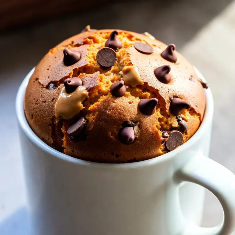 To make a Peanut Butter Chocolate Chip Mug Cake, you need these simple items: - 4 tablespoons all-purpose flour - 1 tablespoon cocoa powder - 1/4 teaspoon baking powder - 2 tablespoons peanut butter - 3 tablespoons milk (dairy or plant-based) - 2 tablespoons brown sugar (or maple syrup) - 1/2 teaspoon vanilla extract - 1 tablespoon chocolate chips - Pinch of salt You can swap some ingredients to fit your needs. For example, if you want it gluten-free, use almond flour instead of all-purpose flour. If you are out of brown sugar, maple syrup works well. If you prefer a nut-free version, you can use sunflower seed butter in place of peanut butter. You can also try non-dairy milk for a vegan option. Quality matters when making this mug cake. Use fresh flour and cocoa powder for the best taste. Check for lumps in the cocoa powder before you mix. For peanut butter, choose the creamy type for a smooth cake. Look for chocolate chips with real cocoa for a rich flavor. Lastly, fresh vanilla extract boosts the cake's aroma and taste. These tips ensure your mug cake is as tasty as possible! {{ingredient_image_1}} Start by grabbing a microwave-safe mug. You need one that holds about 12 ounces. In this mug, combine the dry ingredients. Add 4 tablespoons of all-purpose flour. Next, toss in 1 tablespoon of cocoa powder. Then, add a pinch of salt and 1/4 teaspoon of baking powder. Stir these dry ingredients together well. Make sure there are no lumps. This step is key for a smooth cake. Now it’s time for the wet ingredients. Add 2 tablespoons of peanut butter to your dry mix. Then, pour in 3 tablespoons of milk. You can use any milk, like dairy or plant-based. Next, mix in 2 tablespoons of brown sugar. If you prefer, you can use maple syrup instead. Finally, add 1/2 teaspoon of vanilla extract. Use a fork or a small whisk to blend everything. Keep stirring until the batter is nice and smooth. Lastly, fold in 1 tablespoon of chocolate chips. This gives your mug cake a sweet surprise. Microwave your mug cake on high for about 1 minute and 30 seconds. Watch it closely while it cooks. You don’t want it to overflow. The cake is ready when it rises and feels set in the middle. After cooking, let it cool for a minute. This cake is best enjoyed straight from the mug. You can add extra chocolate chips or a drizzle of peanut butter on top for fun. If you want, serve it with a scoop of vanilla ice cream. Enjoy your delicious treat! To keep your mug cake from overflowing, use a large mug. A 12 oz mug works best. Fill it only halfway with batter. This gives the cake room to rise. Watch it closely while cooking. If it starts to puff up too much, stop the microwave. Let it settle for a few seconds before continuing. For a soft and fluffy texture, mix your batter gently. Overmixing can make your cake tough. Make sure to blend the dry and wet ingredients until just combined. The key is a smooth batter without lumps. If your mug cake seems too dry, add a splash more milk. This small change can make a big difference. You can add fun toppings for extra flavor. A sprinkle of chocolate chips on top adds a nice touch. A drizzle of peanut butter will make it richer. For a warm and cold contrast, serve it with vanilla ice cream. You can also add fresh berries or whipped cream for a fruity twist. Enjoy your mug cake in different ways! Pro Tips Use Natural Peanut Butter: Opt for natural peanut butter without added sugars or hydrogenated oils for a healthier and more authentic flavor. Watch the Microwave Time: Since microwaves vary in power, start with 1 minute and add more time in 10-second increments to prevent overcooking. Add a Pinch of Cinnamon: For an extra layer of warmth and flavor, consider adding a pinch of cinnamon to the batter. Customize Your Toppings: Experiment with different toppings like crushed nuts, whipped cream, or a drizzle of caramel for a personalized treat. {{image_2}} If you want a nut-free mug cake, just swap the peanut butter. You can use sun butter or soy nut butter. These options create a similar creamy texture and flavor. They also provide a great taste without the nuts. To make this mug cake vegan, use plant-based milk. Almond milk, oat milk, or soy milk work well. Replace the chocolate chips with dairy-free ones. You can use maple syrup instead of brown sugar for sweetness. This version is just as tasty and friendly for all diets. You can add fun flavors to your mug cake! Try mixing in chopped nuts, like walnuts or pecans, for a nice crunch. You can also fold in fruit, like banana slices or berries, for a fresh taste. If you love spice, add a pinch of cinnamon or nutmeg. Each choice changes the flavor and makes it unique. If you have leftover mug cake, store it in an airtight container. Keep it in the fridge for up to two days. This helps keep the cake moist. When stored properly, it stays tasty and soft. Just remember, it tastes best fresh. To reheat your mug cake, place it in the microwave. Heat it for about 15 to 20 seconds. Check if it’s warm enough. If needed, add a few more seconds. Be careful not to overheat. This can dry out the cake and make it tough. You can also freeze your mug cake for later. Let it cool completely before freezing. Wrap it tightly in plastic wrap, then place it in a freezer bag. It can last for up to three months. When you want to enjoy it, thaw it in the fridge overnight. Reheat it as described above for a warm treat. It takes about five minutes to make a mug cake. You need two minutes for cooking. First, mix the dry and wet ingredients. Then, microwave it for one minute and thirty seconds. Keep an eye on it while cooking. This quick method gives you a warm treat fast! Yes! You can make this recipe gluten-free. Simply swap the all-purpose flour for a gluten-free blend. Many brands make good gluten-free flour. Just ensure it has a good mix of starches and gluten-free flours. Check the package to see if it works in baking. If your mug cake is too dense, it might need more liquid. Try adding a teaspoon of milk at a time. Mix it well and check the texture. You can also cook it for a shorter time. A minute or one minute and ten seconds might help. This way, it stays fluffy and light! In this post, we looked at the key ingredients for a delicious mug cake. I shared tips for picking quality items and offered substitutions as needed. We walked through the step-by-step process for making your cake, with tricks to avoid overflow and get the right texture. I also discussed tasty variations and how to store your leftovers. In short, making a mug cake is fun and easy. Now, it’s time for you to try it and enjoy!