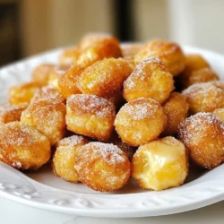 - 1 ½ cups warm water - 2 tablespoons granulated sugar - 2 teaspoons active dry yeast - 4 cups all-purpose flour - 1 teaspoon salt - ½ cup baking soda - 1 egg, beaten (for egg wash) - ½ cup unsalted butter, melted - ½ cup granulated sugar (for coating) - 1 tablespoon ground cinnamon - Brown sugar - Chocolate or caramel drizzle - Sprinkles To make these cinnamon sugar pretzel bites, start with warm water. It should be between 110°F and 115°F for the best results. The warm water helps activate the yeast. Next, add granulated sugar and active dry yeast to the water. Wait about 5 minutes until it becomes foamy. This step is crucial for a great rise. You will need all-purpose flour and salt to make the dough. Mix these with the yeast mixture until it forms a dough. Knead it on a floured surface for 5 to 7 minutes. This makes the dough smooth and elastic. Baking soda is key for that pretzel flavor. You will add this later in boiling water to give your bites that classic texture. An egg wash gives them a nice shine. The melted butter adds rich flavor after baking. For the sweet coating, combine granulated sugar and ground cinnamon. This mix makes your pretzel bites irresistible. You can also get creative! Use brown sugar or add a drizzle of chocolate or caramel for an extra treat. Sprinkles can add a fun touch too. {{ingredient_image_1}} To start, I activate the yeast. In a large bowl, I mix 1 ½ cups of warm water, 2 tablespoons of granulated sugar, and 2 teaspoons of active dry yeast. I stir gently and let it sit for about 5 minutes. The mixture will get foamy. This means the yeast is alive and ready to work. Next, I add 4 cups of all-purpose flour and 1 teaspoon of salt to the yeast mixture. I mix until a dough forms. Then, I knead the dough on a floured surface for about 5 to 7 minutes. I want it to be smooth and elastic. Kneading helps develop the gluten, giving the pretzels a nice chew. Now, it’s time for the dough to rise. I place it in a greased bowl and cover it with a damp cloth. I let it rise in a warm spot for about 1 hour or until it doubles in size. This process allows the dough to grow and become fluffy. Once it has risen, I punch it down to remove the air. I divide the dough into small pieces, about 1 inch each. I shape each piece into a ball. These will become my pretzel bites. Next, I prepare the boiling solution. In a large pot, I bring 8 cups of water to a boil and add ½ cup of baking soda. This step gives the pretzels their shiny crust. I boil the pretzel bites in batches, about 10 to 12 at a time, for 30 seconds. After boiling, I transfer them to a baking sheet lined with parchment paper. Before baking, I brush the top of each pretzel bite with a beaten egg. This will give them a nice golden color. In a small bowl, I mix ½ cup of sugar and 1 tablespoon of ground cinnamon. I sprinkle this mixture generously over the pretzel bites. I bake them in a preheated oven at 425°F (220°C) for 12 to 15 minutes. They should be golden brown when done. After baking, I brush the warm pretzel bites with melted butter for extra flavor. I let them cool slightly before serving. To make perfect pretzel bites, you need to ensure the dough rises well. Use warm water, around 110°F to 115°F, to activate the yeast. Let it sit until it gets foamy. This shows the yeast is alive and ready to work. Knead the dough until it is smooth and elastic. This usually takes 5-7 minutes. When boiling, use baking soda in your water. This makes your pretzel bites have that nice golden color and unique flavor. Boil them for just 30 seconds. If you boil them too long, they can become tough. For a shiny finish, apply a good egg wash. Beat the egg and brush it on the top of each pretzel bite. This gives them a nice color when baked. You can also get creative with toppings. Try adding coarse sea salt, or even a mix of spices like garlic powder. Variety adds fun! One common mistake is over-boiling the pretzel bites. This can make them chewy instead of soft. Keep an eye on the time; 30 seconds is perfect. Another mistake is not letting the dough rise enough. If you skip this step, your bites will be dense. Let the dough double in size for the best texture. Pro Tips Use Warm Water: Ensure the water is between 110°F and 115°F to properly activate the yeast for a good rise. Knead Well: Knead the dough until it is smooth and elastic for the best texture in your pretzel bites. Boil with Baking Soda: The baking soda bath gives the pretzels their characteristic flavor and chewy texture, so don’t skip this step! Brush with Butter: Brushing the warm pretzel bites with melted butter right after baking will enhance their flavor and keep them moist. {{image_2}} - Chocolate Cinnamon Sugar Pretzel Bites These bites mix sweet chocolate with cinnamon. To make them, dip the warm pretzel bites in melted chocolate. Then, sprinkle cinnamon sugar on top. It gives a great taste and a nice look. - Maple Glazed Pretzel Bites For a sweet twist, try maple glaze. Mix maple syrup with a bit of butter. Brush the glaze over warm pretzel bites. This adds a rich flavor that everyone will love. - Garlic Parmesan Pretzel Bites For a savory snack, try garlic parmesan. Melt some butter and mix in garlic powder. Brush it over the warm pretzel bites. Then, sprinkle grated parmesan cheese on top. This combo makes a tasty treat. - Jalapeño Cheddar Pretzel Bites If you like spice, make jalapeño cheddar bites. Add chopped jalapeños and shredded cheddar cheese to the dough. This gives each bite a nice kick and cheesy goodness. - Ideal pairings for dips Serve your pretzel bites with dips. Cheese sauce, mustard, or ranch dressing are great choices. They add extra flavor and fun to your snack. - Presentation ideas for parties For parties, arrange pretzel bites on a large platter. Add small bowls of dips around them. You can also garnish with fresh herbs for a pop of color. This makes your snack look beautiful and inviting. To keep your pretzel bites fresh, store them in an airtight container. You can keep them in the fridge for up to 3 days. If you want them to last longer, freezing is a great option. Place the cooled bites in a freezer bag. They can stay in the freezer for up to 3 months. Make sure to label the bag with the date. For the best taste, reheat pretzel bites in the oven. Preheat your oven to 350°F (175°C). Spread the bites on a baking sheet and heat for about 5-7 minutes. This method keeps them crunchy. Avoid using the microwave, as it can make them soggy. If you do use the microwave, heat in short bursts to check the texture. Homemade pretzel bites stay fresh for about 3 days. Store them in an airtight container. If you want them to last longer, freeze them. They will keep well for about 2 months in the freezer. Yes, you can make the dough ahead of time. After kneading, place it in the fridge. It can stay there for up to 24 hours. Just let it sit at room temperature for about 30 minutes before shaping. Each pretzel bite has about 80 calories. They contain 2 grams of fat, 12 grams of carbs, and 1 gram of protein. This can vary based on toppings and serving size. You can use whole wheat flour. It may make the bites denser. You might need to add a bit more water to the dough. You can find cinnamon sugar pretzel bites at some bakeries or snack shops. Look for them at local fairs and food festivals too. Some grocery stores may carry them in the freezer section. You now know how to make delicious pretzel bites from scratch. We covered essential ingredients like flour, yeast, and butter, and I shared step-by-step instructions on preparing, boiling, and baking. Plus, I provided tips for perfecting your bites and creative variations to try. These tasty treats are perfect for any gathering or snack time. With the right techniques, you can enjoy fresh pretzel bites at home. Get cooking and impress your friends with your new skills!