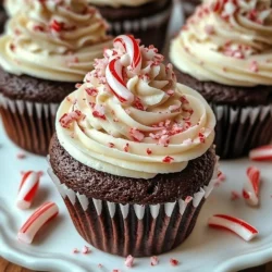To make peppermint mocha cupcakes, you will need the following ingredients: - 1 cup all-purpose flour - 1/2 cup cocoa powder - 1 teaspoon baking powder - 1/2 teaspoon baking soda - 1/4 teaspoon salt - 1/2 cup granulated sugar - 1/2 cup packed brown sugar - 1/2 cup unsalted butter, softened - 2 large eggs - 1 cup brewed coffee, cooled - 1 teaspoon vanilla extract - 1/2 teaspoon peppermint extract - 1 cup chocolate chips (optional) - For the frosting: - 1 cup unsalted butter, softened - 3 cups powdered sugar - 2 tablespoons cocoa powder - 1 teaspoon peppermint extract - Crushed candy canes for garnish Using high-quality ingredients makes a big difference. Here’s what to look for: - Butter: Use unsalted butter for better control over the salt content. Make sure it’s fresh and at room temperature. - Cocoa Powder: Choose a good-quality cocoa powder for a rich chocolate flavor. Dutch-processed cocoa works great in this recipe. - Coffee: Brew a strong, flavorful coffee. This adds depth to your cupcakes. Freshly brewed coffee is best. - Peppermint Extract: Opt for pure peppermint extract. It gives a nice, strong flavor compared to imitation ones. - Chocolate Chips: Use semi-sweet or dark chocolate chips for a balanced sweetness. Feel free to get creative! Here are some ideas: - Chocolate Chips: Fold in a cup of chocolate chips for extra richness. - Frosting: Try a cream cheese frosting for a tangy twist. - Flavor: Swap peppermint extract for orange or almond extract for a different flavor. - Toppings: Add mini marshmallows or chocolate shavings on top for added fun. These suggestions will help you personalize these cupcakes to your liking! Enjoy experimenting! {{ingredient_image_1}} Start by preheating your oven to 350°F (175°C). This step is key for even baking. Next, grab your cupcake pan and line it with cupcake liners. This helps the cupcakes release easily after baking. In a medium bowl, whisk together the dry ingredients. Combine 1 cup of all-purpose flour, 1/2 cup of cocoa powder, 1 teaspoon of baking powder, 1/2 teaspoon of baking soda, and 1/4 teaspoon of salt. Mixing these well helps the leavening agents work properly. In a large mixing bowl, cream together 1/2 cup of softened unsalted butter, 1/2 cup of granulated sugar, and 1/2 cup of packed brown sugar. Beat this mixture for about 3-4 minutes until it is light and fluffy. This step adds air to your batter, which makes the cupcakes rise. Next, add in 2 large eggs, one at a time. Mix well after each egg until it is fully incorporated. Now, gradually blend in 1 cup of cooled brewed coffee, 1 teaspoon of vanilla extract, and 1/2 teaspoon of peppermint extract. This adds rich flavor to your cupcakes. Slowly add the dry mixture to the wet ingredients. Mix until just combined; don’t overmix. If you want, fold in 1 cup of chocolate chips for extra sweetness. Divide the batter evenly among the cupcake liners, filling each about two-thirds full. Bake in the preheated oven for 18-20 minutes. To check if they are done, insert a toothpick into the center; it should come out clean. Let the cupcakes cool in the pan for 5 minutes, then transfer them to a wire rack to cool completely. To get soft and fluffy cupcakes, use room temperature butter and eggs. This helps them mix well. Cream the butter and sugars until light and fluffy, about 3-4 minutes. This step adds air to the mix, making the cupcakes rise nicely. Avoid overmixing when adding dry ingredients. Stir gently until just combined. This keeps your cupcakes soft. One big mistake is overbaking. Check your cupcakes at 18 minutes. Insert a toothpick; it should come out clean. If it’s not clean, bake for another minute or two. Another mistake? Not measuring your ingredients. Use a scale or measuring cups to get it right. Too much flour or sugar can change the taste and texture. For a smooth frosting, start with soft butter. Beat it until creamy before adding powdered sugar. Gradually mix in the sugar and cocoa powder. This helps avoid lumps. If your frosting is too thick, add a splash of milk. If it's too thin, add more powdered sugar. The right consistency is key for easy spreading. Pro Tips Use Fresh Ingredients: Ensure your baking powder, baking soda, and extracts are fresh for the best flavor and rise. Cool the Coffee: Make sure to let your brewed coffee cool to room temperature before adding it to the mixture to avoid curdling the eggs. Don’t Overmix: Mix the batter until just combined to keep the cupcakes light and fluffy. Overmixing can lead to dense cupcakes. Frosting Consistency: If your frosting is too thick, add a splash of milk to reach your desired consistency for easy spreading. {{image_2}} You can change the flavor of these cupcakes easily. If you want more mocha flavor, use more cocoa powder and coffee. Try adding a splash of espresso for a richer taste. For a stronger peppermint flavor, increase the peppermint extract. Just be careful not to overdo it. A little goes a long way! You can make these cupcakes gluten-free by using a gluten-free flour blend. This swap works well and keeps the cupcakes delicious. For a vegan version, replace eggs with flaxseed meal mixed with water. Use plant-based butter and a non-dairy milk to keep the flavor rich. Always check the labels for dairy-free chocolate chips if you add them. These cupcakes are great for many occasions. For holiday parties, add festive sprinkles or crushed candy canes on top. You can also serve them at birthday parties with colorful frosting. When serving at a cozy gathering, consider pairing them with hot chocolate or coffee. They make a perfect sweet treat! To keep your peppermint mocha cupcakes fresh, store them in an airtight container. This helps lock in moisture. Place them at room temperature if you plan to eat them within a few days. If you want them to last longer, the fridge is a good choice. Just make sure to wrap them tightly before placing them inside. At room temperature, these cupcakes stay fresh for about 2 to 3 days. If you move them to the fridge, they can last up to a week. Be aware that cold storage may change their texture. For the best taste, enjoy them sooner rather than later! You can freeze these cupcakes if you need to store them longer. Once they are fully cooled, place them in a freezer-safe container. They should last about 2 to 3 months in the freezer. To thaw, move them to the fridge overnight. For a quick thaw, leave them at room temperature for a few hours. Avoid microwaving them, as this can make them dry. Enjoy your holiday treat anytime! Yes, you can make the batter ahead of time. Mix it and store it in the fridge for up to 24 hours. It helps to keep it fresh. Just remember to bring it back to room temperature before baking. If you need a substitute for peppermint extract, try using mint extract. It gives a similar flavor. You can also use a small amount of vanilla extract for a different but tasty twist. Store leftover cupcakes in an airtight container. They stay fresh at room temperature for about 3 days. If you want them to last longer, place them in the fridge for up to a week. Absolutely! You can use cream cheese frosting or chocolate ganache. Both options will add a unique taste to your cupcakes. Just make sure the frosting is thick enough to hold its shape. This blog post covered all the key steps to make great cupcakes. We talked about the right ingredients and their quality. You learned how to prepare, mix, and bake your cupcakes. I shared tips to avoid common mistakes and achieve the best texture. Variations let you pick flavors and adjust for diets. Lastly, we discussed how to store them properly. Remember, the joy of baking cupcakes lies in your creativity and skill. With practice, you’ll create treats everyone loves. Enjoy your baking journey!