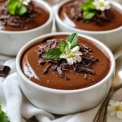 - 200g dark chocolate (70% cocoa), chopped - 3 tablespoons freshly brewed espresso - 3 large eggs, separated - 3 tablespoons granulated sugar - 1 cup heavy cream - 1 teaspoon vanilla extract - A pinch of salt - Dark chocolate shavings, for garnish - Fresh mint leaves, for garnish Using high-quality dark chocolate is key for this mousse. I recommend chocolate with at least 70% cocoa. This type gives a rich, deep flavor. The espresso should be freshly brewed to bring out its bold taste. For the cream, heavy cream works best, as it whips up nicely and adds a lovely texture. Always use fresh eggs, especially for the whites, to achieve those perfect peaks. If you want to try something different, you can switch the dark chocolate for milk chocolate. This will give a sweeter taste. For a fun twist, add a splash of coffee liqueur instead of espresso. If you're avoiding eggs, you can use aquafaba, which is the liquid from chickpeas, as a substitute for egg whites. {{ingredient_image_1}} To melt the dark chocolate, use a heatproof bowl. Place the chopped chocolate in the bowl and set it over a pot of simmering water. This method is called a double boiler. Stir the chocolate slowly until it melts completely. Be careful not to let water touch the chocolate. Once melted, take it off the heat and let it cool for a few minutes. This cooling helps keep the mousse light. Next, grab a separate bowl. Pour in the freshly brewed espresso. Now, add the melted chocolate to this bowl. Mix them well until the espresso and chocolate blend together smoothly. This step adds a rich coffee flavor to your mousse. The chocolate should still be warm but not hot. This warmth helps the flavors marry well. In another bowl, whisk the egg whites. Use an electric mixer to beat them until soft peaks form. Add a pinch of salt to help the eggs whip better. Gradually sprinkle in the granulated sugar, continuing to whisk. Keep mixing until you see stiff peaks. In a large bowl, whip the heavy cream and vanilla extract. Beat until soft peaks form again. This whipped cream will make your mousse fluffy and light. Now you have all the elements ready! To get the best texture, follow these steps: - Melt the chocolate slowly. This keeps it smooth. - Let the melted chocolate cool before mixing in the espresso. - Be gentle when folding in whipped cream and egg whites. This adds air and keeps the mousse light. - Stop mixing as soon as you see no streaks of cream or egg whites. Many people face these common issues: - Overheating the chocolate can make it grainy. - Not whipping the egg whites enough can lead to a dense mousse. - If you mix too hard, you will lose the air and fluffiness. - Skipping the chill time can make a runny mousse. Always let it set in the fridge. Make your mousse look as good as it tastes: - Use clear glasses or bowls to show off the layers. - Add dark chocolate shavings on top for a nice touch. - Fresh mint leaves add a pop of color and freshness. - Consider serving with a side of whipped cream or berries for extra flair. Pro Tips Use Quality Chocolate: For the best flavor, choose a high-quality dark chocolate with at least 70% cocoa content. This will enhance the richness of your mousse. Fresh Espresso Matters: Use freshly brewed espresso for the most intense coffee flavor. Pre-made or instant coffee won't provide the same depth. Whip with Care: When folding in the whipped cream and egg whites, be gentle to maintain the airy texture of the mousse. Over-mixing can lead to a dense result. Chill Thoroughly: Allow the mousse to chill for at least 2 hours before serving. This helps it set properly and enhances the flavors. {{image_2}} You can add spices to your mousse for a twist. A pinch of cinnamon or nutmeg can warm up the flavor. You might also consider adding a splash of coffee liqueur. This gives the mousse a nice depth. Just remember, keep the balance. Letting the chocolate and espresso shine is key. To make this mousse egg-free, try using aquafaba. This is the liquid from canned chickpeas. Whip it just like egg whites. You can also swap the heavy cream for coconut cream. This makes it rich and creamy while keeping it vegan. The taste will change slightly, but it will still be yummy. Serving this mousse is fun! You can top it with dark chocolate shavings. Fresh mint leaves add a nice touch of color and flavor. Try serving it with a dollop of whipped coconut cream for a twist. You can also pair it with fresh berries. They add a nice tartness that balances the sweet mousse. After enjoying your rich chocolate espresso mousse, store leftovers properly. Use airtight containers to keep the mousse fresh. Cover the top with plastic wrap to avoid air exposure. This helps maintain its creamy texture and rich flavor. When stored correctly in the fridge, your mousse lasts about 3 days. If you store it longer, the texture may change. You want to enjoy it at its best, so try to finish it within this time frame. You can freeze chocolate espresso mousse for up to a month. Place it in freezer-safe containers. When you're ready to enjoy it again, transfer it to the fridge. Let it thaw overnight for the best texture. Avoid refreezing it after thawing, as it can ruin the mousse. Yes, you can make this mousse ahead of time. It tastes even better after chilling. I suggest making it the day before you serve it. Just keep it covered in the fridge. This way, the flavors will blend well. The mousse will also have a nice, firm texture. If you need a substitute for heavy cream, try using coconut cream. It gives a rich texture and flavor. You can also use whipped silken tofu for a lighter option. Just blend it until smooth for best results. Both alternatives work well in this recipe. To adjust the sweetness, start with less sugar. You can always add more later. Taste the mousse after mixing. If it needs more sweetness, add a bit at a time. You can also use a sugar substitute if you prefer. Just check the conversion first. To make a great Chocolate Espresso Mousse, I shared key ingredients, their quality, and how to mix them correctly. I explained the steps for melting chocolate, whipping cream, and egg whites. You learned useful tips for texture and serving. I also covered fun variations and storage advice to keep your mousse fresh. Overall, you now have the knowledge to create a delicious dessert that impresses. Enjoy experimenting with flavors and techniques. Your mousse journey has just begun!