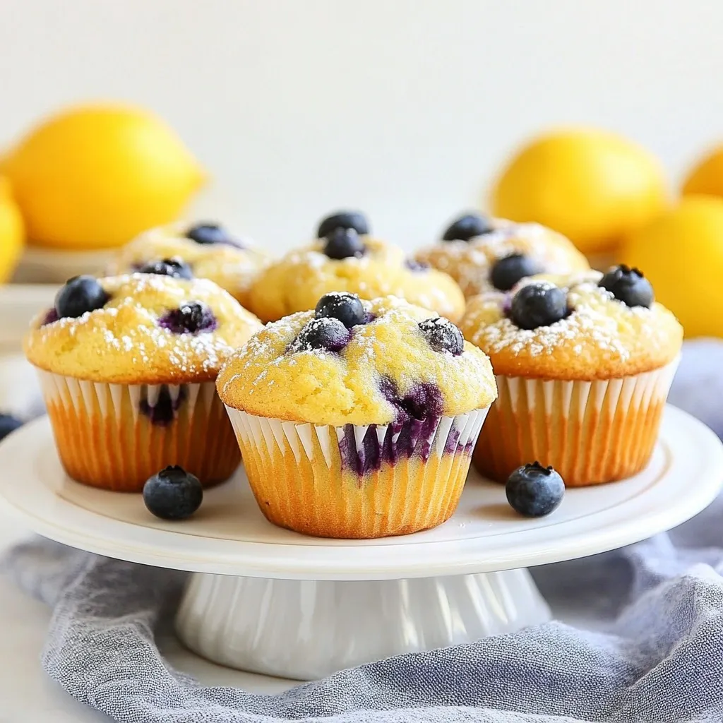 - 1 cup whole wheat flour - 1 cup almond flour - 1/2 cup rolled oats - 1/2 cup maple syrup - 1/3 cup coconut oil, melted - 2 large eggs - 1/2 cup Greek yogurt - Zest of 1 lemon - 2 tablespoons fresh lemon juice - 1 teaspoon baking soda - 1 teaspoon baking powder - 1/2 teaspoon salt - 1 cup fresh blueberries - 1/2 teaspoon vanilla extract Gathering the right ingredients is key to making Lemon Blueberry Energy Muffins. Each ingredient plays a role in flavor and texture. Here’s what you need: - Whole wheat flour gives your muffins a hearty base. It adds fiber and nutrients. - Almond flour makes them moist and rich. It also adds a nutty flavor. - Rolled oats add a chewy texture. They help keep you full longer. - Maple syrup is the sweetener. It adds a warm, natural sweetness. - Coconut oil keeps the muffins moist. It also gives a hint of coconut flavor. - Eggs help bind everything together. They also add protein. - Greek yogurt adds creaminess and a tangy taste. It also boosts protein. - Lemon zest and juice bring bright, fresh flavor. They make the muffins feel light and sunny. - Baking soda and powder help the muffins rise. They create a fluffy texture. - Salt balances the sweetness. It enhances all the flavors. - Fresh blueberries are the star! They burst with juice and flavor in every bite. - Vanilla extract adds depth. It complements the lemon and blueberry flavors. With these simple ingredients, you can create muffins that are both delicious and nutritious. Each bite is a burst of flavor that will keep you energized! {{ingredient_image_1}} 1. Preheat the oven and prepare the muffin pan Start by preheating your oven to 350°F (175°C). This step is important for even baking. Line your muffin pan with paper liners or grease it with coconut oil. This keeps muffins from sticking. 2. Mix dry ingredients in a bowl In a large mixing bowl, add 1 cup of whole wheat flour, 1 cup of almond flour, 1/2 cup of rolled oats, 1 teaspoon of baking soda, 1 teaspoon of baking powder, and 1/2 teaspoon of salt. Stir these dry ingredients well to make sure they combine evenly. 3. Combine wet ingredients in another bowl In a separate bowl, whisk together 1/2 cup of maple syrup, 1/3 cup of melted coconut oil, 2 large eggs, 1/2 cup of Greek yogurt, the zest of 1 lemon, 2 tablespoons of fresh lemon juice, and 1/2 teaspoon of vanilla extract. Mix until smooth. 4. Combine dry and wet ingredients without overmixing Pour the wet mixture into the dry ingredients. Stir gently until just combined. A few lumps are okay. Overmixing can lead to tough muffins, so be gentle. 5. Fold in blueberries and fill muffin cups Carefully fold in 1 cup of fresh blueberries. Try not to mash the berries as you mix. Then, divide the batter evenly among the muffin cups. Fill each cup about 2/3 full for the best rise. 6. Bake and cool Place the muffin pan in the preheated oven. Bake for 18-20 minutes. To check if they are done, insert a toothpick into the center. If it comes out clean, they are ready! Let the muffins cool in the pan for 5 minutes before moving them to a wire rack to cool completely. - Ensuring the right oven temperature: Set your oven to 350°F (175°C) for even baking. Use an oven thermometer to check the heat. A precise temperature helps the muffins rise well and bake evenly. - How to fill muffin cups correctly: Fill each muffin cup about 2/3 full. This gives the muffins room to rise without spilling over. Use an ice cream scoop for even portions. - Signs of doneness: Look for a golden top and a toothpick that comes out clean. The muffins should spring back when lightly pressed. If they sink, they may need more time. - Alternative flours to use: You can swap whole wheat flour with spelt or oat flour. Almond flour can be replaced with hazelnut or sunflower seed flour for different flavors. - Sweetener options instead of maple syrup: Honey or agave nectar works well. You can also use brown sugar or coconut sugar if you prefer. Adjust the amount to taste. - Dairy-free swaps for Greek yogurt: Use unsweetened coconut yogurt or almond yogurt. These give a creamy texture without dairy. Silken tofu blended until smooth is another good choice. Pro Tips Use Fresh Blueberries: For the best flavor and texture, opt for fresh blueberries instead of frozen, as they hold their shape better during baking. Don’t Overmix: When combining wet and dry ingredients, mix just until combined. Overmixing can lead to dense muffins. Experiment with Add-ins: Feel free to add nuts, seeds, or even a sprinkle of cinnamon to the batter for extra texture and flavor. Store Properly: To keep muffins fresh, store them in an airtight container at room temperature or freeze them for longer shelf life. {{image_2}} You can easily change the flavor of these muffins. Try adding nuts or seeds for a crunch. Walnuts or pumpkin seeds work well. They add texture and healthy fats. Using different fruits can also make a big difference. Raspberries or strawberries can replace blueberries. Each fruit brings its own unique taste. You can mix and match based on what you like or have on hand. Another fun option is to make a lemon glaze for topping. Mix powdered sugar with lemon juice until smooth. Drizzle it over the muffins after they cool. This adds a sweet, tangy finish that brightens the flavor. If you want to make these muffins vegan, it’s simple. Replace the eggs with flax eggs. To make a flax egg, mix one tablespoon of ground flaxseed with three tablespoons of water. Let it sit for five minutes to thicken. You can also swap Greek yogurt with almond yogurt for a dairy-free option. For gluten-free adjustments, use gluten-free flour blends. Many blends work well in baking. Make sure to check the package for the right measurements. You can also use gluten-free oats to ensure the recipe stays gluten-free. To keep your Lemon Blueberry Energy Muffins fresh, store them in an airtight container. Place them at room temperature for up to three days. If you want them to last longer, refrigerate them for up to a week. For longer storage, freezing is a great option. Wrap each muffin tightly in plastic wrap. Then, place them in a freezer bag or an airtight container. They can last up to three months in the freezer. When you're ready to enjoy them, just thaw them at room temperature. When it's time to enjoy your muffins again, reheating properly is key. The best method is to use a microwave. Place the muffin on a microwave-safe plate. Heat it for 10 to 15 seconds. This keeps them moist and warm. You can also reheat muffins in the oven. Preheat your oven to 350°F (175°C). Place the muffins on a baking sheet and heat for about 5 to 10 minutes. This method gives them a nice, fresh texture. Avoid overheating to prevent them from drying out. Can I use frozen blueberries? Yes, you can use frozen blueberries. They work well in the recipe. Just add them straight from the freezer. This way, they won’t turn mushy in the batter. How do I make these muffins vegan? To make these muffins vegan, swap eggs for flax eggs. You can mix 1 tablespoon of flaxseed meal with 2.5 tablespoons of water. Let it sit for a few minutes before using. Substitute Greek yogurt with a non-dairy yogurt, like almond or coconut. What is the best way to ensure they rise properly? To help the muffins rise, make sure your baking soda and powder are fresh. Mixing the wet and dry ingredients gently prevents overmixing. This keeps air in the batter, leading to fluffy muffins. Can I substitute coconut oil with another oil? Yes, you can use other oils. Olive oil or vegetable oil are good substitutes. They will keep the muffins moist and tasty. How long do these muffins last? These muffins last about 3 to 5 days at room temperature. Store them in an airtight container. You can also freeze them for up to 3 months. Just thaw them before eating. These muffins bring together healthy ingredients like whole wheat flour and fresh blueberries. I shared clear steps to bake and tips for success. You learned about variations like adding nuts or making them vegan. Storing and reheating is easy, so your muffins stay fresh. Enjoy baking and experimenting with these recipes. You’ll create delicious treats that fit your needs!