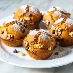 - 1 cup canned pumpkin puree - 1/2 cup granulated sugar - 1/2 cup brown sugar, packed - 1/2 cup vegetable oil - 2 large eggs - 1/4 cup brewed coffee, cooled - 1 teaspoon vanilla extract - 2 cups all-purpose flour - 1 teaspoon baking powder - 1 teaspoon baking soda - 1 teaspoon ground cinnamon - 1/2 teaspoon ground nutmeg - 1/2 teaspoon ground ginger - 1/2 teaspoon salt - 1/2 cup chocolate chips (optional) - 1/4 cup pecans or walnuts, chopped (optional) This list of ingredients makes each muffin taste like fall. The pumpkin puree gives a moist texture. Sugar adds sweetness, while brown sugar adds depth. The oil keeps them soft. Eggs bind everything together. Brewed coffee adds a rich flavor that ties it all to the beloved latte. The spices are key. Cinnamon warms up the muffins. Nutmeg adds a hint of sweetness. Ginger gives a nice kick. Salt brings out all the flavors. You can add chocolate chips for extra sweetness. Chopped nuts give a great crunch. Use your favorite nuts or leave them out. Each ingredient plays a part in making these muffins a perfect treat for any time of day. Enjoy the warmth and comfort with every bite. {{ingredient_image_1}} - Preheat your oven to 350°F (175°C). - Line a muffin tin with paper liners or grease it. In a large bowl, combine the following: - 1 cup canned pumpkin puree - 1/2 cup granulated sugar - 1/2 cup brown sugar, packed - 1/2 cup vegetable oil - 2 large eggs - 1/4 cup brewed coffee, cooled - 1 teaspoon vanilla extract Whisk these until smooth. This mix adds moisture and flavor. In another bowl, sift together: - 2 cups all-purpose flour - 1 teaspoon baking powder - 1 teaspoon baking soda - 1 teaspoon ground cinnamon - 1/2 teaspoon ground nutmeg - 1/2 teaspoon ground ginger - 1/2 teaspoon salt Sifting helps blend and aerate the mix, making muffins light. Gradually add the dry mix to the wet mix. Stir gently until just combined. Be careful not to overmix; a few lumps are okay. This keeps the muffins fluffy. If you want more texture and taste, fold in: - 1/2 cup chocolate chips (optional) - 1/4 cup pecans or walnuts, chopped (optional) These add fun surprises inside each muffin. Divide the batter evenly among the muffin cups, filling them about 2/3 full. Bake in the preheated oven for 18-22 minutes. Use a toothpick to check for doneness. It should come out clean when done. Let the muffins cool in the pan for about 5 minutes. Then, transfer them to a wire rack to cool completely. Enjoy the warm, spiced aroma! - Ensure not to overmix the batter. This keeps your muffins light and fluffy. - Use fresh spices for enhanced flavor. Fresh spices make a big difference in taste. - Use the toothpick method. Insert a toothpick into the center of a muffin. If it comes out clean, your muffins are done. - Dust with powdered sugar for a sweet finish. You can also use frosting for an extra treat. Pro Tips Tip for Perfect Muffins: Ensure that all your ingredients are at room temperature before you start mixing. This helps create a smooth batter and ensures even baking. Tip for Moist Muffins: Don’t overmix the batter! Stir until just combined to keep your muffins light and fluffy. Tip for Flavor Boost: For an extra kick of flavor, add a teaspoon of espresso powder to the batter. It enhances the coffee flavor without making the muffins taste like coffee. Tip for Storage: Store leftover muffins in an airtight container at room temperature for up to 3 days, or freeze them for up to 3 months. Just make sure to wrap them tightly! {{image_2}} You can easily make these muffins gluten-free. Use a gluten-free flour blend instead of all-purpose flour. Look for blends that include xanthan gum. This ingredient helps to bind the flour and keeps your muffins from being crumbly. You can also try almond flour or oat flour. Just mix different gluten-free flours to find your best taste. To make these muffins vegan, you need to swap out the eggs. Use flax eggs or applesauce instead. For each egg, mix one tablespoon of flaxseed meal with three tablespoons of water. Let it sit for five minutes. You can also use mashed bananas or silken tofu. For the milk, any plant-based milk works great. Almond, soy, or oat milk are all good choices. Want to boost the flavor? Add more spices! Try a pinch of clove or cardamom for a warm twist. You can also mix in nuts like pecans or walnuts for crunch. Dried fruit like cranberries or raisins can add a sweet touch. Chocolate chips are always a fun addition too. Feel free to get creative! You can store your pumpkin spice latte muffins at room temperature. Place them in an airtight container. They stay fresh for about three days this way. If you want to keep them longer, store them in the fridge. In the fridge, they can last up to a week. However, the muffins may become a bit dry. To avoid this, wrap them well in plastic wrap before putting them in the fridge. Freezing muffins is a great way to save them for later. Start by letting the muffins cool completely. Then, wrap each muffin in plastic wrap. After wrapping, place them in a freezer bag. Remove as much air as possible before sealing. This helps prevent freezer burn. You can freeze them for up to three months. When you're ready to eat, thaw them in the fridge overnight. If you want a warm muffin, you can microwave it for about 20 seconds. These muffins are best enjoyed fresh, but they can last for a few days. At room temperature, they stay fresh for three days. In the fridge, they last about a week. To reheat, simply pop them in the microwave for 10-20 seconds. You can also warm them in the oven. Preheat the oven to 350°F (175°C) and heat for about 5-10 minutes. This will bring back their lovely soft texture. Enjoy your muffins warm for the best taste! Yes, you can use fresh pumpkin! Fresh pumpkin gives a great flavor. To use fresh pumpkin, first choose a sugar pumpkin, as they are sweeter and smoother. Cut it in half, remove the seeds, and roast it until soft. After cooling, scoop out the flesh and mash it until smooth. You need about one cup of fresh puree for this recipe. Fresh pumpkin can be a bit wetter than canned, so you might want to reduce other liquids slightly. To lower the sweetness, you can cut back on the sugar. Try using only 1/2 cup of granulated sugar instead of both sugars. You can also swap in unsweetened applesauce for some sugar, which adds moisture and a bit of sweetness. Another option is to add more spices, like cinnamon or nutmeg, to enhance flavor without sweetness. For the best flavor, use a strong brewed coffee. A medium to dark roast works well. You can also use espresso for a more intense coffee taste. If you prefer less caffeine, decaf coffee is a good choice too. Just make sure the coffee is cooled before adding it to the batter. Yes, you can make mini muffins! To do this, fill each mini muffin cup about halfway with batter. Bake them for about 10 to 15 minutes. Check for doneness using a toothpick. These mini treats are perfect for snacking and sharing! You can create delicious pumpkin spice lattes that are perfect for any occasion. We covered the key ingredients, step-by-step baking instructions, and helpful tips for baking success. Remember not to overmix and to test for doneness. Try out the variations like gluten-free or vegan options to suit your needs. Store muffins properly to maintain freshness. These muffins add warmth and flavor to your day, making them a treat you won't want to miss. Enjoy your baking adventure and share them with friends and family!