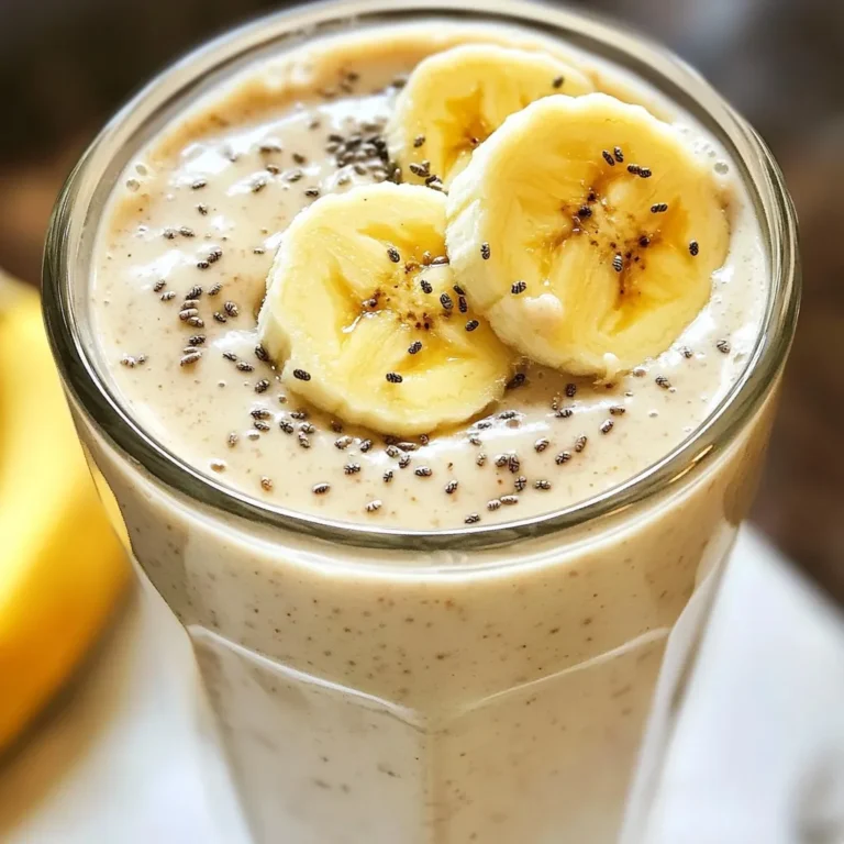 - 2 ripe bananas, sliced - 1 cup almond milk (or any plant-based milk) - 2 tablespoons almond butter - 1 tablespoon honey or maple syrup (optional, for sweetness) - 1 tablespoon chia seeds (for added nutrition) - 1/2 teaspoon vanilla extract - Ice cubes (optional, for a chilled smoothie) Using ripe bananas is key. They add natural sweetness and potassium. Potassium is great for muscle health. Almond milk is low in calories and rich in vitamin E. It also helps keep your heart healthy. Almond butter gives healthy fats and protein. This keeps you full and satisfied. Chia seeds are tiny but mighty. They provide fiber and omega-3 fatty acids. These are good for your brain and digestion. Honey or maple syrup can sweeten your drink, but you can skip it. Lastly, vanilla extract adds a nice flavor without extra calories. You can make this smoothie your own! Add a scoop of protein powder for more energy. Toss in some spinach for extra nutrients without changing the taste. If you love chocolate, add cocoa powder. Berries like strawberries or blueberries can add color and flavor. You can also use different nut butters, like peanut or cashew butter. Each will give a unique taste and health boost. Choose what you like to make it special! {{ingredient_image_1}} To make your Almond Butter Banana Smoothie, start by gathering your ingredients. You will need two ripe bananas, one cup of almond milk, two tablespoons of almond butter, one tablespoon of honey or maple syrup, one tablespoon of chia seeds, and half a teaspoon of vanilla extract. 1. Slice the bananas and add them to your blender. 2. Pour in the almond milk. 3. Add the almond butter, chia seeds, and vanilla extract. 4. If you like a colder drink, toss in some ice cubes. 5. Blend on high until the mixture is smooth and creamy. Make sure there are no banana chunks left. For a thicker smoothie, use less almond milk. You can also add more chia seeds to thicken it up. If you want a thinner texture, add a bit more almond milk. Blend again for a few seconds if you make adjustments. Before serving, taste your smoothie. If you want it sweeter, add more honey or maple syrup. Blend it again briefly to mix in your sweetener. This way, you can make it just right for your taste! Ripe bananas are key for this smoothie. Look for bananas with yellow peels and some brown spots. These spots mean the fruit is sweet and creamy. Avoid green bananas, as they taste starchy and less sweet. If your bananas are not ripe yet, let them sit on the counter for a few days. You can even speed up ripening by placing them in a paper bag with an apple. When picking almond butter, choose a natural brand. Look for one that has just almonds and maybe a pinch of salt. Avoid added sugars or oils. The creamier the almond butter, the smoother your smoothie will be. If you like a stronger almond taste, try a roasted almond butter. It adds a rich flavor that pairs well with bananas. You can make the smoothie ahead of time. Blend it and store it in the fridge for up to 24 hours. Just give it a good shake or stir before drinking. To save time, prep your bananas and almond butter the night before. You can also freeze ripe bananas for later use. Just peel and slice them, then store in a bag. This makes your smoothie cold and thick. Pro Tips Use Frozen Bananas: For an extra creamy texture and a chill factor, freeze your bananas beforehand. This eliminates the need for ice cubes and adds a natural sweetness. Boost Your Protein: Add a scoop of protein powder to make this smoothie a post-workout recovery drink. It will help you stay full longer and aid muscle recovery. Experiment with Nut Butters: While almond butter is delicious, try swapping in peanut butter or cashew butter for a different flavor profile. Each nut butter brings its own unique taste and nutrition. Add Spinach for Extra Nutrients: Toss in a handful of fresh spinach for a nutrient boost without altering the flavor significantly. It’s an easy way to sneak in some greens! {{image_2}} You can easily change the flavor of your almond butter banana smoothie. If you love chocolate, add a tablespoon of cocoa powder. This gives a rich taste without extra sugar. For a berry twist, blend in a cup of frozen berries. Strawberries or blueberries add a nice fruity touch. They also boost the vitamins in your smoothie. Experimenting with flavors keeps your drink exciting and fun. Almond milk is great, but you have choices! Try oat milk for a creamier texture. Coconut milk adds a tropical vibe, while soy milk gives a protein boost. Each type of milk brings its unique flavor. Pick what you like best or what you have on hand. This way, you can make the smoothie your own. Want to pack more nutrition? Add a scoop of protein powder. This helps build muscle and keeps you full. You can also add a handful of spinach or kale. They blend well and give extra vitamins without changing the taste much. Chia seeds are already in the recipe, but you can add flaxseeds too. Each booster enhances your smoothie and makes it even healthier. If you have leftover smoothie, pour it into a container. Seal it tight. You can store it in the fridge for up to two days. When you are ready to drink it, shake or stir it well. This helps mix everything back together. To freeze bananas, peel them and slice them first. Place the slices in a single layer on a baking sheet. Freeze them for about one hour. Then, transfer the slices to a freezer bag. You can also freeze the smoothie. Pour it into ice cube trays. Once frozen, pop the cubes into a bag. This way, you can blend a quick smoothie later. Use glass jars or BPA-free plastic containers for storage. These keep your smoothie fresh and safe. Make sure the containers have tight-fitting lids. This helps avoid spills and keeps air out. If you freeze smoothies, use sturdy freezer bags. They save space and are easy to label. You can use any plant-based milk. Some great options are oat milk, soy milk, or coconut milk. Each will bring its own flavor and texture. If you prefer dairy, regular milk works too. Just keep in mind that it may change the taste slightly. Yes, you can! Peanut butter or cashew butter both work well. Each nut butter adds a different taste. Use your favorite to make the smoothie your own. Just remember that some nut butters are thicker than almond butter, so adjust the amount as needed. Absolutely! This smoothie is vegan if you use maple syrup instead of honey. All the other ingredients are plant-based. It's a perfect option for anyone following a vegan diet. Enjoy it guilt-free and packed with nutrients. To make the smoothie thicker, add more banana or nut butter. You can also add yogurt for creaminess. If you want a thinner texture, add more almond milk. Blend well after each addition to get the right consistency. Adjust until it’s just how you like it! This blog covered key ingredients, their benefits, and how to mix a great smoothie. It included tips for choosing ripe bananas, almond butter, and storing your smoothie. You learned about fun flavor variations, different milk options, and ways to add extra nutrients. For best results, follow the steps for blending and adjusting sweetness. Always feel free to customize your smoothie to fit your taste and needs. Enjoy your creations and share them with friends for a healthy boost!