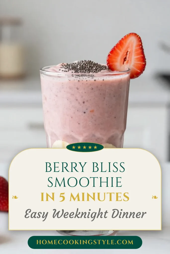 Indulge in this delicious berry banana smoothie that's perfect for a quick breakfast or snack! This healthy smoothie recipe combines fresh strawberries and banana with creamy Greek yogurt for a nutritious boost. Packed with chia seeds, this strawberry banana smoothie is both refreshing and satisfying. Try this Greek yogurt smoothie today and enjoy its delightful flavors! Save the recipe for a tasty treat later! #BerryBananaSmoothie #HealthySmoothieRecipe #StrawberryBananaSmoothie #ChiaSeedSmoothie