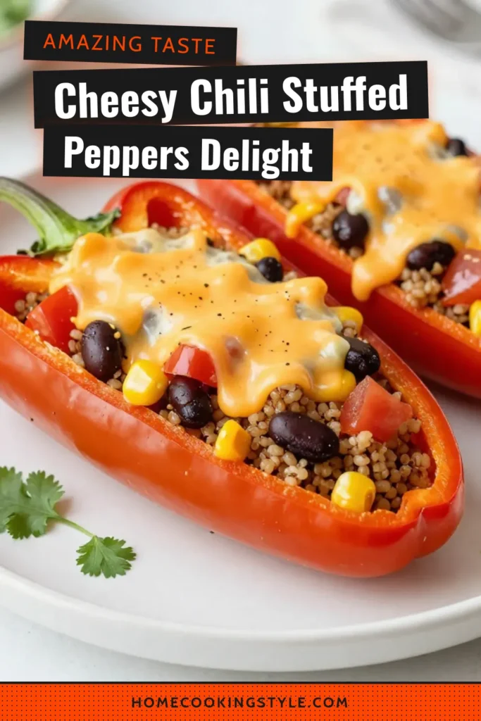 Discover the ultimate Chili Cheese Stuffed Peppers that are perfect for a healthy and delicious meal! This stuffed bell pepper recipe is packed with quinoa, black beans, and fresh veggies, making it a fantastic vegetarian option. Enjoy these healthy stuffed peppers as a satisfying dinner for any night of the week. Ready to make your own? Click to save this mouthwatering quinoa stuffed peppers recipe now! #ChiliCheeseStuffedPeppers #VegetarianRecipes #HealthyEating #StuffedPeppers