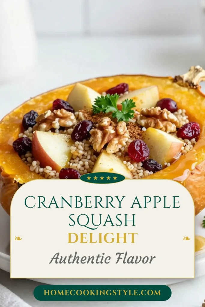 Discover the deliciousness of cranberry apple stuffed acorn squash! This healthy stuffed acorn squash recipe features a delightful mix of quinoa, tart apples, and sweet cranberries—perfect for your fall recipes collection. A vegan acorn squash recipe that is both nutritious and easy to make. Try this quinoa stuffed acorn squash recipe for your next meal prep and impress your guests. Don’t forget to save this recipe for later! #FallRecipes #HealthyEating #VeganRecipes #StuffedAcornSquash