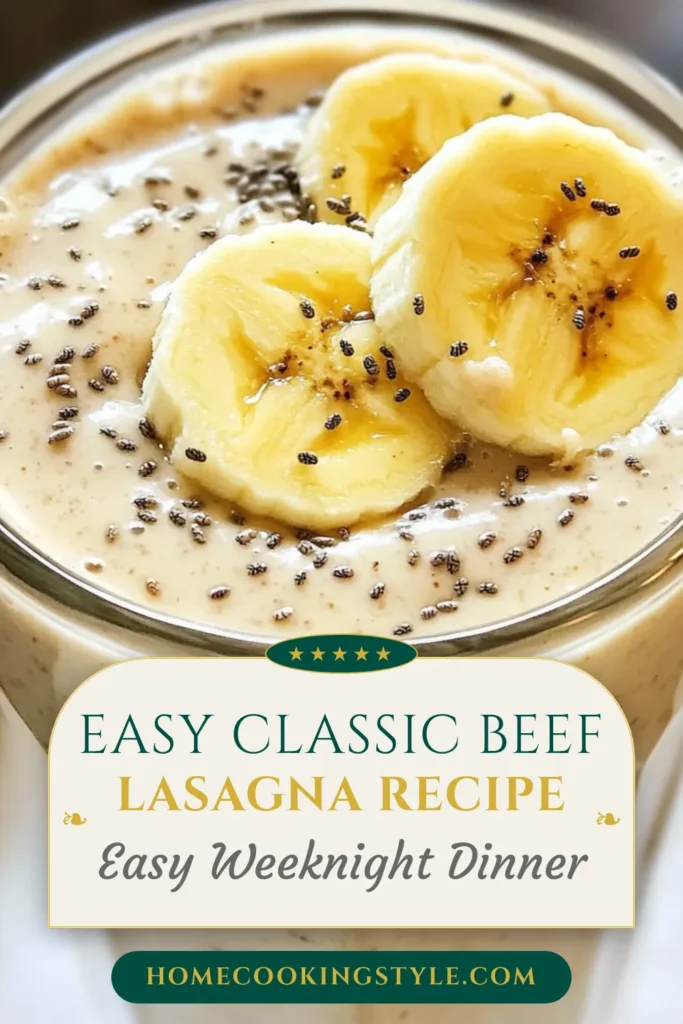 Enjoy a nutritious boost with this Almond Butter Banana Smoothie! This delicious Banana Smoothie Recipe blends ripe bananas, creamy almond butter, and chia seeds for a Healthy Banana Smoothie ready in just 5 minutes. Perfect as a refreshing Plant-Based Smoothie, it's an ideal snack or breakfast. Try this Chia Seed Banana Smoothie now for a taste of goodness! Save for later! #SmoothieRecipe #HealthyEating #PlantBased #BananaSmoothie