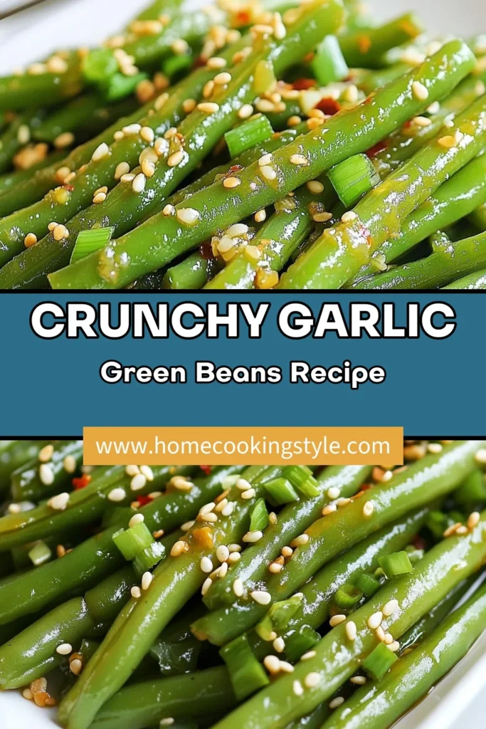 Looking for a delicious and healthy vegetable side dish? Try this Crunchy Green Beans Recipe for Sesame Garlic Green Beans! These blanched green beans with garlic are bursting with flavor and easy to make. Perfect for any meal, this recipe combines the crunch of fresh green beans with a savory sesame sauce. Ready in just 20 minutes, it's an ideal addition to your healthy green bean recipes. Save this easy recipe for later! #HealthyEating #VeggieRecipes #GreenBeans #FoodieFavorites
