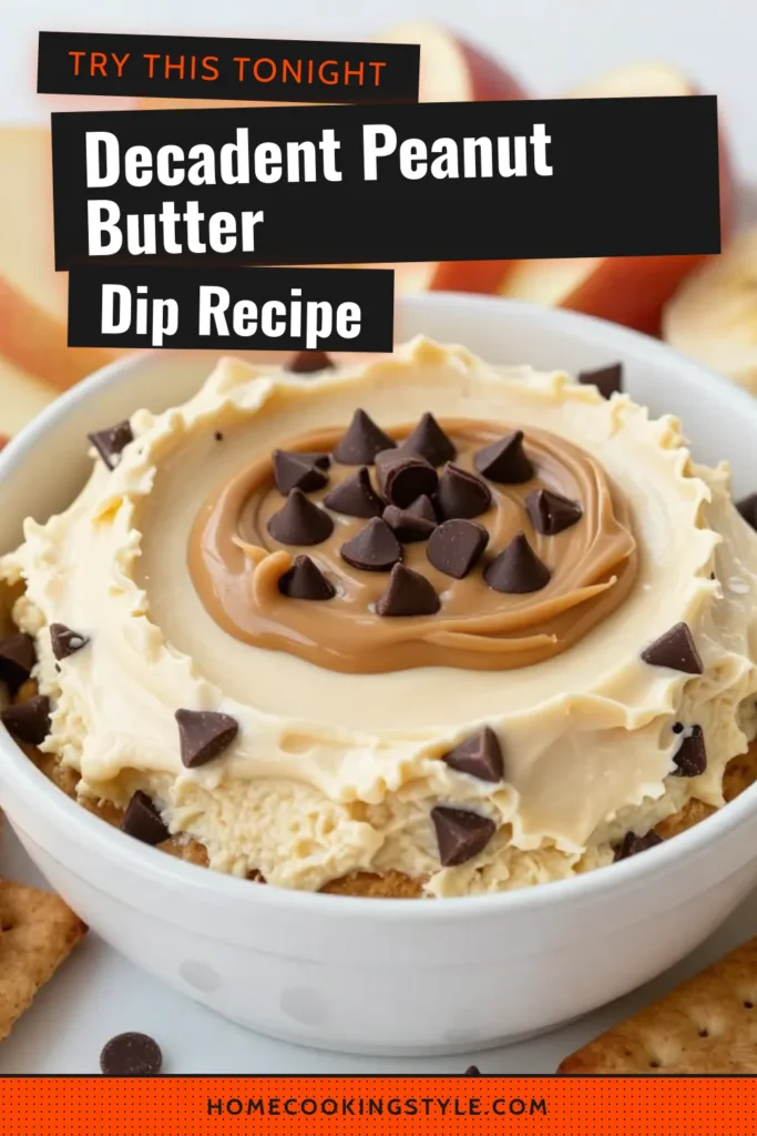Indulge in this creamy Peanut Butter Chocolate Chip Cheesecake Dip, the ultimate chocolate chip dessert dip that everyone will love! This easy cheesecake dip recipe combines softened cream cheese, creamy peanut butter, and mini chocolate chips for a delicious no bake dessert dip. Perfect for parties or a sweet snack, serve it with fresh fruit and graham crackers. Try this delightful dip today! #PeanutButterDip #ChocolateChipDessert #NoBakeDessert #EasyRecipes