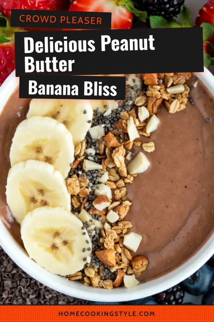 Indulge in a deliciously creamy chocolate peanut butter smoothie bowl that makes breakfast or a snack feel indulgent. This banana smoothie bowl recipe features ripe bananas, natural peanut butter, and rich cocoa powder for a healthy twist. Top it off with healthy smoothie bowl toppings like granola, nuts, and fresh berries. Perfect for an energizing start! Try this cocoa powder smoothie recipe today and save for later! #SmoothieBowl #HealthyEating #ChocolateLovers #BananaRecipes