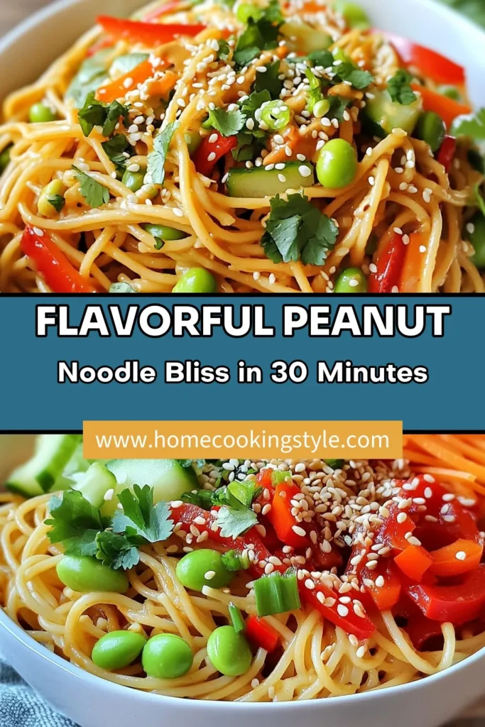 Discover the ultimate sesame peanut noodles with our healthy noodle bowl recipe! This Asian-inspired noodle dish features delicious whole wheat spaghetti tossed with fresh veggies, edamame, and a creamy peanut sauce. Perfect for a quick dinner or meal prep, this edamame noodle salad is a nutritious choice. Give it a try and impress your family and friends! Save this recipe for a tasty, healthy meal! #SesamePeanutNoodles #HealthyNoodleBowl #AsianInspired #WholeWheatSpaghetti