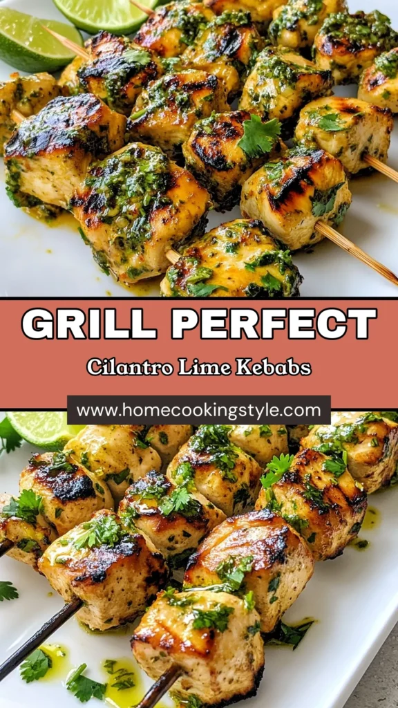 Discover the vibrant flavors of Cilantro Lime Chicken Kebabs, the perfect Chicken Skewers Recipe for your next cookout! These Grilled Chicken Kebabs are marinated to perfection, making them juicy and delicious. In just 50 minutes, you can whip up these Easy Cilantro Chicken Recipe that everyone will love. Don’t miss out on this delicious dish—save the recipe and enjoy grilling! #CilantroLimeChicken #ChickenSkewers #GrilledKebabs #EasyRecipes