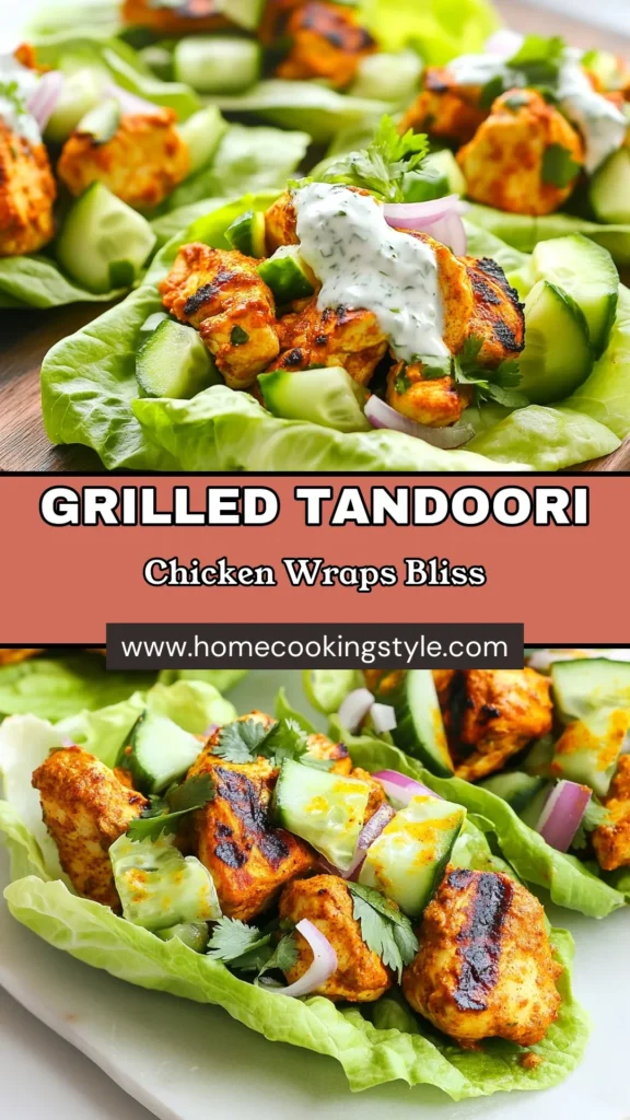Discover the deliciousness of Tandoori Chicken Wraps with this easy grilled chicken recipe! Perfect for a light meal, these healthy lettuce wraps are packed with flavor. Marinated in a zesty blend of tandoori spices and served with a refreshing mint yogurt sauce, these wraps are sure to impress. Get creative and customize your wraps with fresh veggies! Try this recipe today and bring a taste of India to your table. #TandooriChickenWraps #HealthyLettuceWraps #GrilledChickenRecipes #MintYogurtSauce