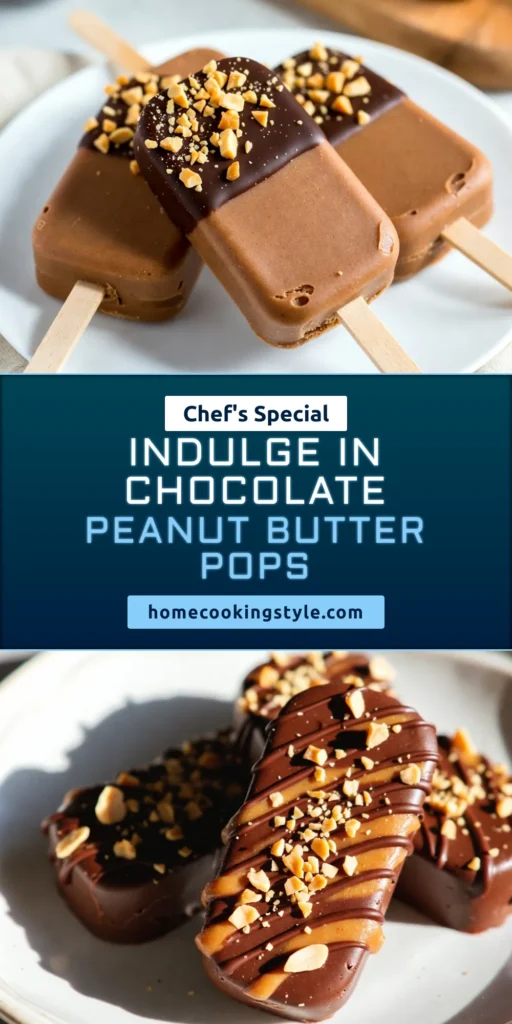 Indulge in these irresistible Chocolate Peanut Butter Pops with this simple fudge pops recipe! Perfect for satisfying your dessert cravings, these easy frozen desserts are vegan-friendly and require no baking. With creamy peanut butter, rich cocoa, and a touch of maple syrup, they are a delightful treat for everyone. Don’t miss out on these delicious vegan chocolate treats—save this recipe and cool off with a popsicle today! #ChocolatePeanutButterPops #FudgePopsRecipe #EasyFrozenDesserts #VeganChocolateTreats