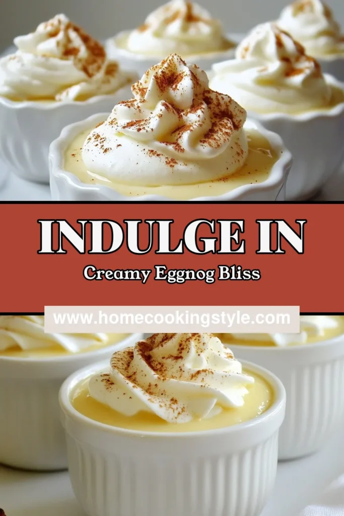 Get ready to impress your guests with these delightful eggnog pudding shots! Perfect for holiday parties, these festive dessert recipes capture the essence of Christmas with creamy, spiced flavors. Made with simple ingredients, they're one of the easiest pudding recipes you'll ever try. Serve them as fun holiday party drinks or Christmas eggnog treats that everyone will love. Save this recipe for a joyful celebration! #EggnogPuddingShots #FestiveDessertRecipes #HolidayPartyDrinks #EasyPuddingRecipes