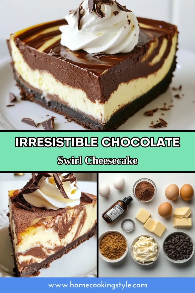 Indulge in the deliciousness of Chocolate Swirl Cheesecake with this easy cream cheese cheesecake recipe. This marble cheesecake combines rich chocolate and creamy flavors, making it one of the ultimate easy cheesecake desserts. Perfect for any occasion, this recipe will impress your guests! Try this delightful chocolate dessert recipe today and share the joy of baking! Save this recipe for later! #ChocolateSwirlCheesecake #EasyDesserts #CheesecakeLovers #BakingFun