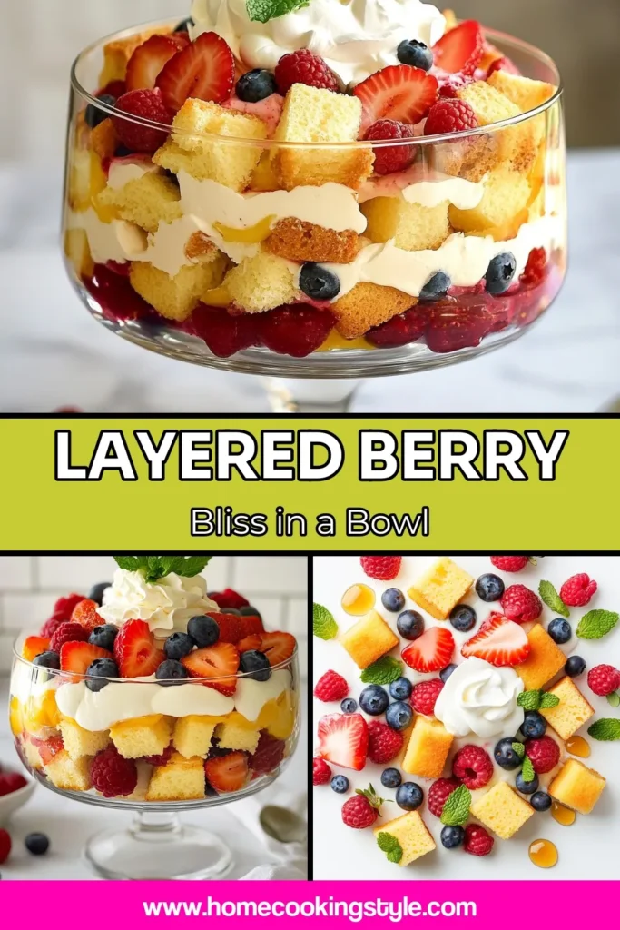 Indulge in a delightful Summer Berry Trifle, the ultimate mixed berry dessert that's perfect for warm days! This easy trifle recipe features layers of sponge cake, vanilla custard, and fresh mixed berries, all created with no-bake simplicity. Impress your guests and enjoy this delicious, refreshing treat that requires minimal effort. Don’t miss out—try this No-Bake Trifle today! Save and share your experience! #SummerBerryTrifle #EasyTrifleRecipe #MixedBerryDessert #NoBakeTrifle