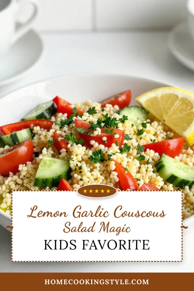 Discover the vibrant flavors of our Lemon Garlic Couscous Salad! This healthy couscous salad features a delightful combination of zesty lemon, garlic, fresh veggies, and optional feta for a Mediterranean twist. Perfect as a light meal or a side dish, this zesty couscous recipe is both refreshing and nutritious. Try it today and elevate your salad game! Don't forget to save this delicious Couscous Salad with Feta for your next gathering! #CouscousSalad #HealthyRecipes #MediterraneanFood #QuickMeals