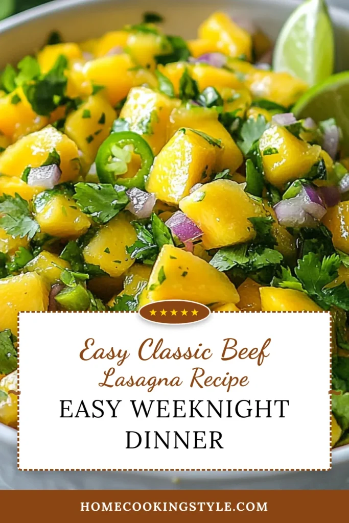 Delight your taste buds with this vibrant Mango Cilantro Salsa! This easy salsa recipe features juicy mangoes, zesty lime, and a kick of jalapeño, making it perfect for summer gatherings. Enjoy fresh mango recipes that are refreshing and full of flavor, like this cilantro lime salsa. Serve with chips or as a topping for grilled dishes. Try this mango salsa with jalapeño today! Save for your next fiesta! #MangoCilantroSalsa #EasySalsaRecipe #FreshMangoRecipes #CilantroLimeSalsa