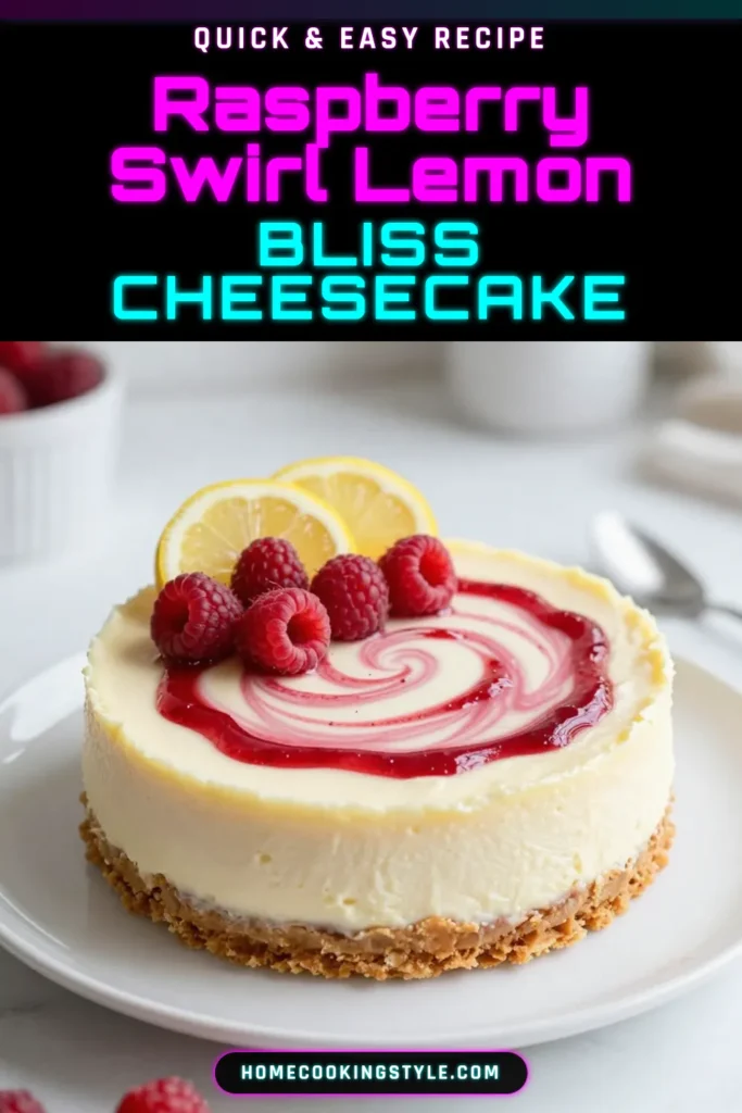 Discover the delightful Raspberry Swirl Lemon Cheesecake, a must-try cream cheese dessert perfect for any occasion! This no-bake cheesecake combines luscious raspberries and zesty lemon for a refreshing twist on a classic treat. Get ready to impress your guests with this easy Lemon Cheesecake recipe that’s full of flavor and elegance. Perfect for summer gatherings or family events! Save this recipe today! #RaspberrySwirlCheesecake #LemonCheesecakeRecipe #CreamCheeseDessert #NoBakeCheesecake