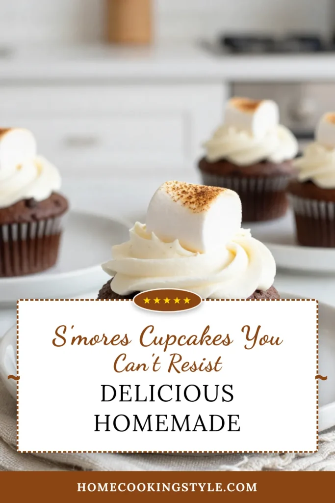 Indulge in the ultimate sweet treat with this S'mores cupcakes recipe featuring fluffy marshmallow frosting. These chocolate graham cracker cupcakes are an easy s'mores dessert perfect for any occasion! With a homemade topping of light and airy marshmallow frosting, they'll be a hit at your next gathering. Try these delicious marshmallow frosting cupcakes today and enjoy a nostalgic campfire flavor with every bite. Save and share your love for s'mores! #SmoreCupcakes #MarshmallowFrosting #DessertRecipe #Cupcakes